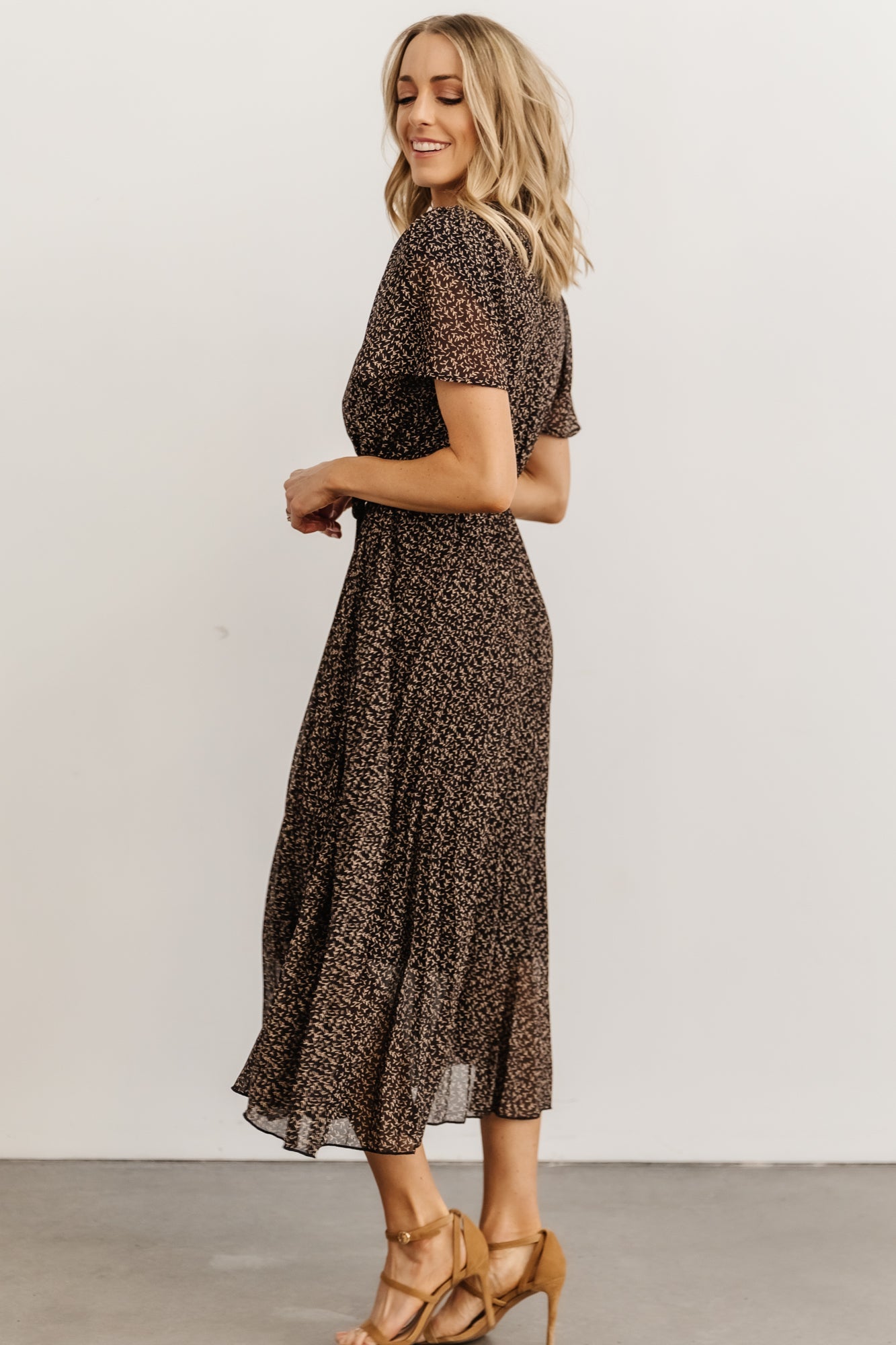 Prim Pleated Dress | Black Print - Baltic Born