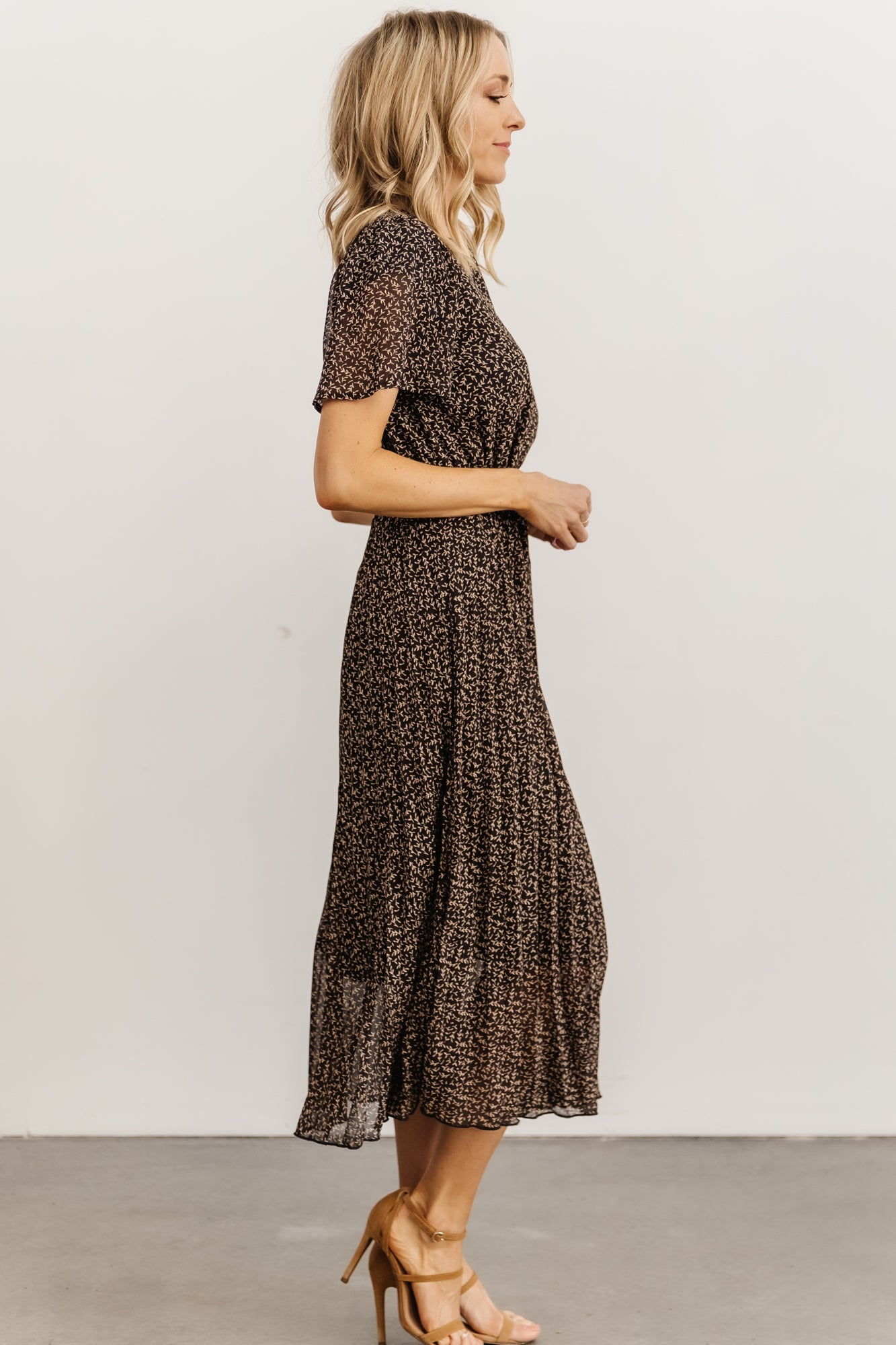 Prim Pleated Dress | Black Print - Baltic Born