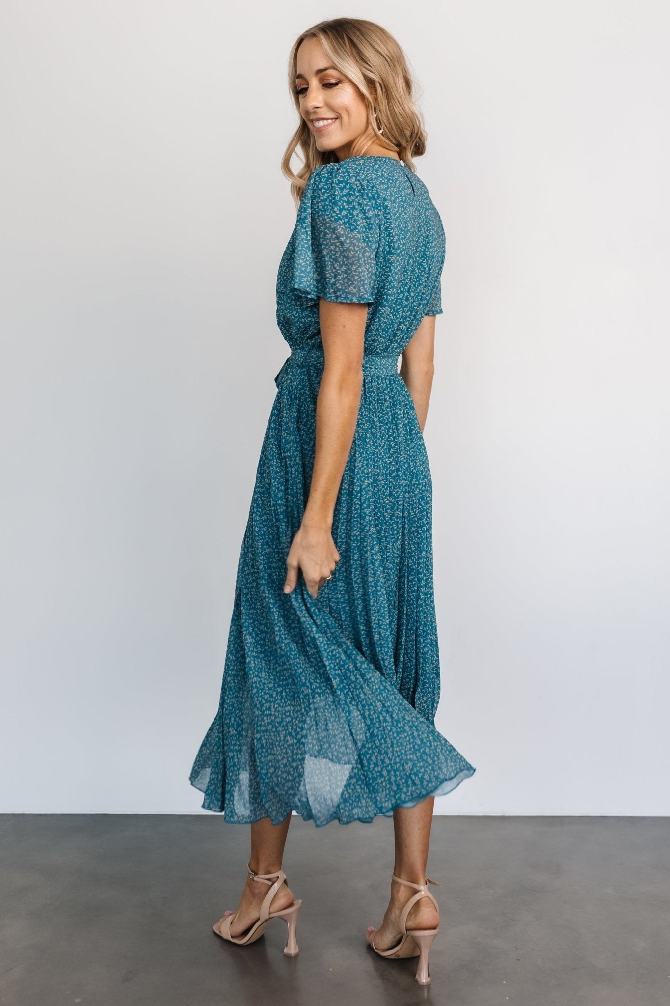 Prim Pleated Dress | Persian Blue Print - Baltic Born