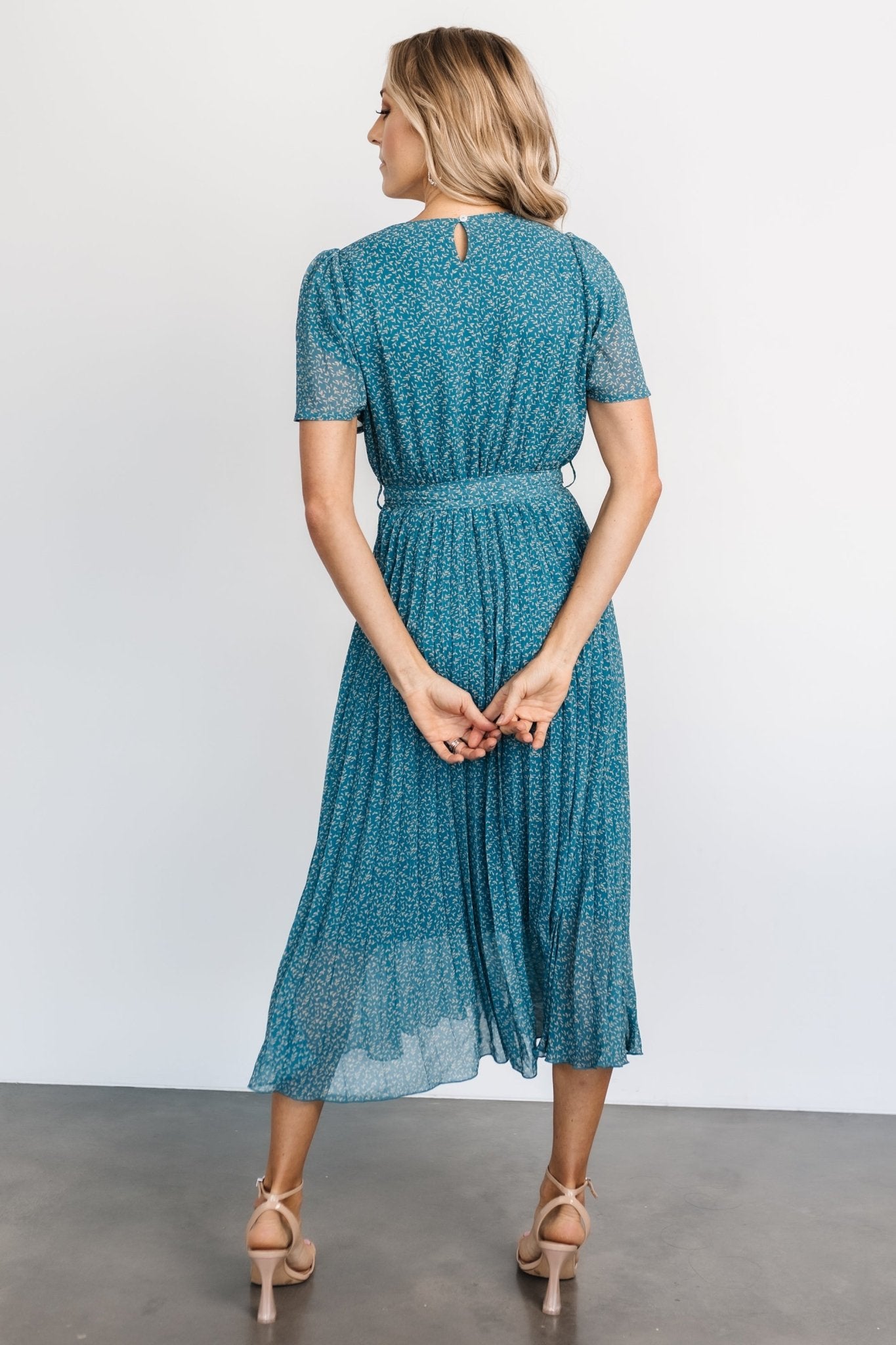 Baltic Born Womens Prim Pleated Dress | Persian Blue Print