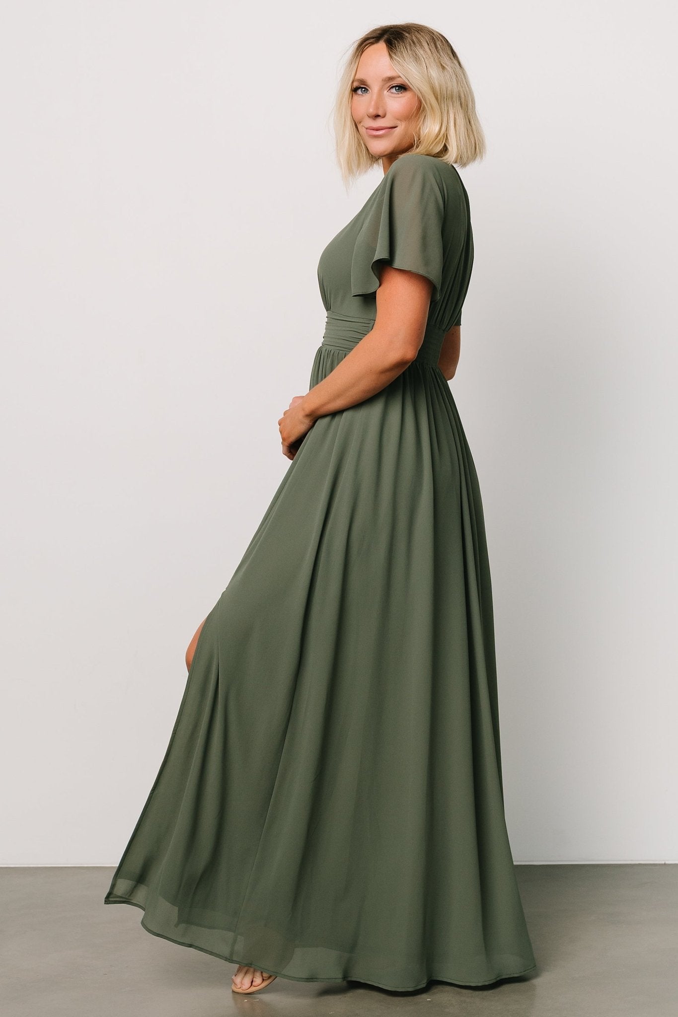 Ramona Maxi Dress - Dark Sage Chiffon Maxi | Baltic Born S Ramona Maxi Dress - Dark Sage Chiffon Maxi | Baltic Born S