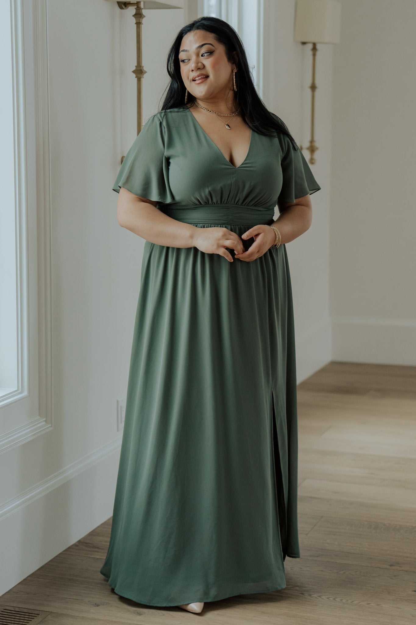 Baltic Born Womens Ramona Maxi Dress | Dark Sage