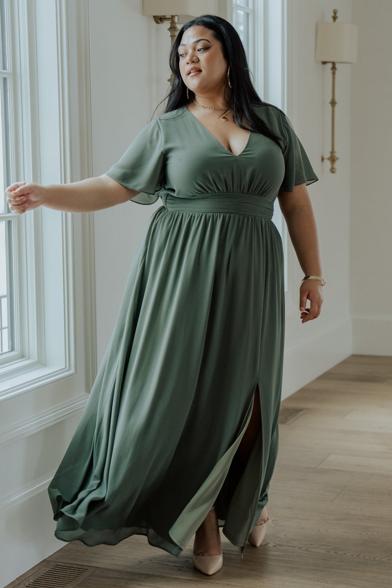 Baltic Born Womens Ramona Maxi Dress | Dark Sage
