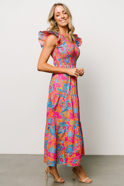 Ranchero Smocked Maxi Dress | Pink Multi - Baltic Born