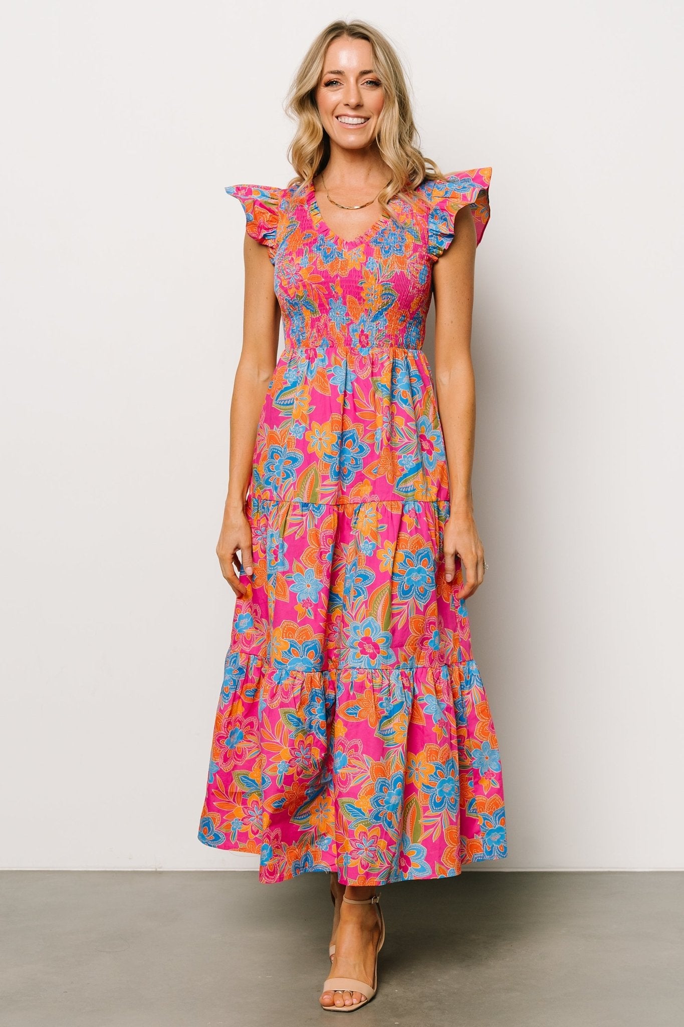 Ranchero Smocked Maxi Dress | Pink Multi - Baltic Born