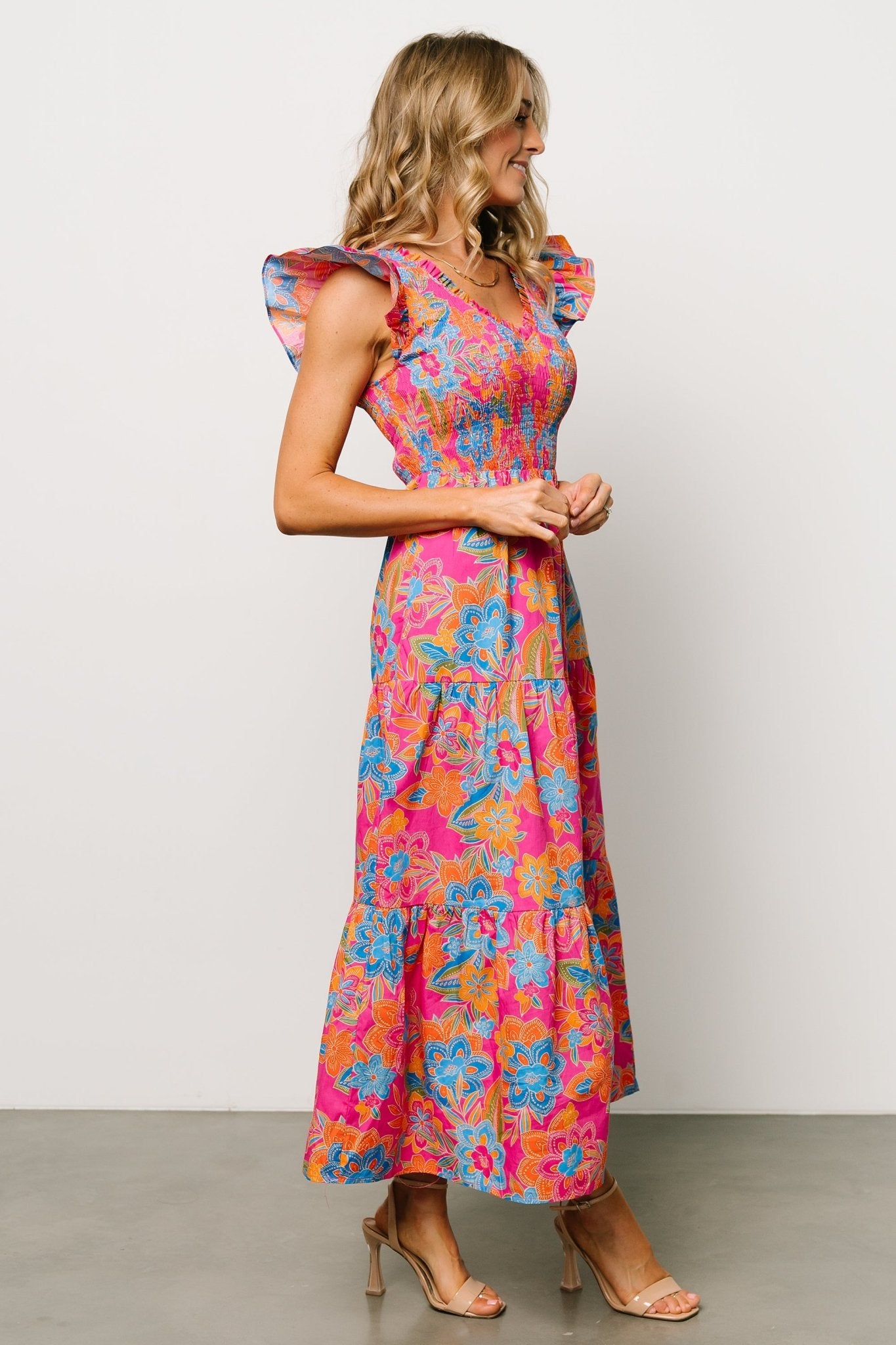 Ranchero Smocked Maxi Dress | Pink Multi - Baltic Born