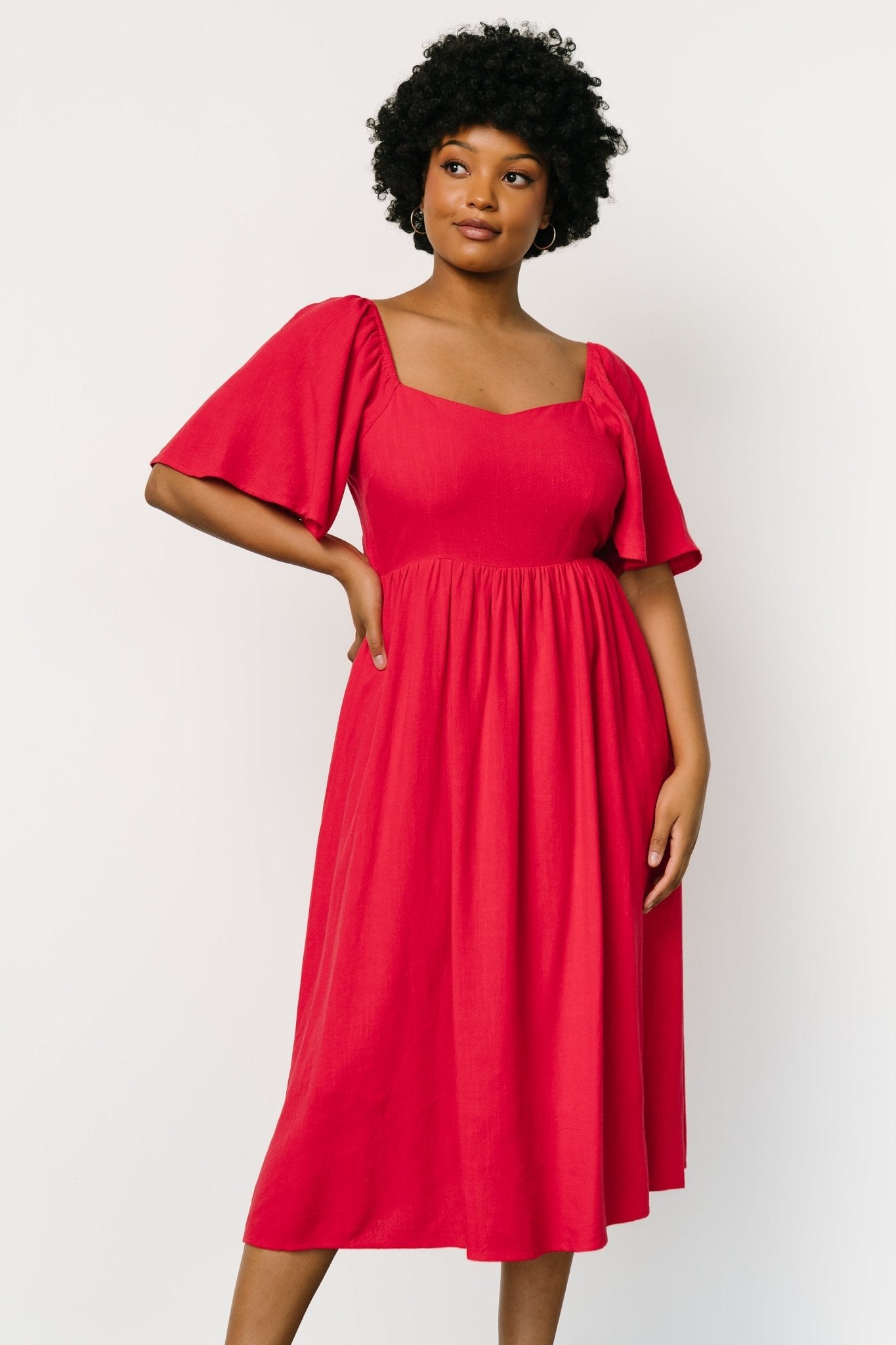 Raquel Back Tie Midi Dress | Red - Baltic Born