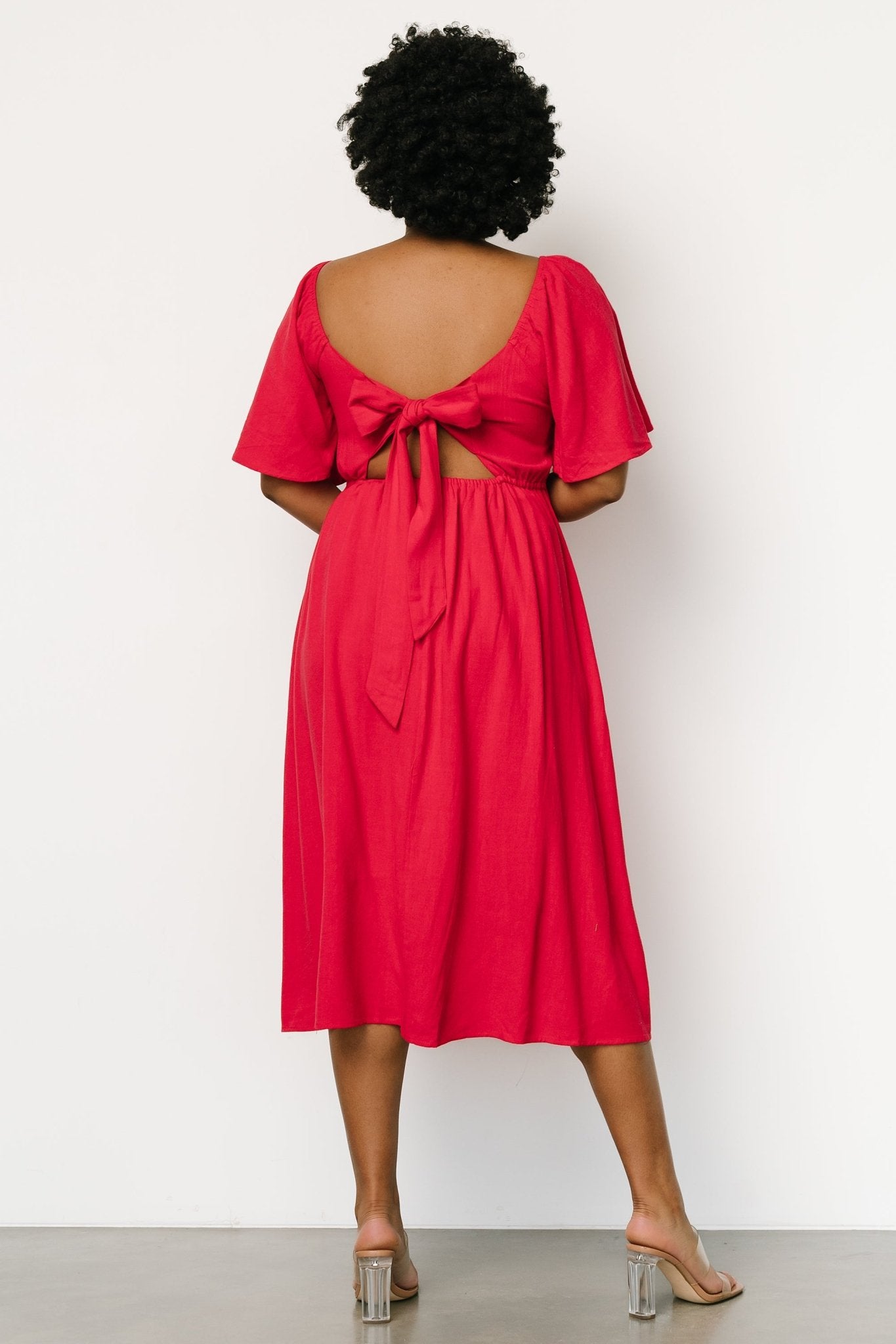 Raquel Back Tie Midi Dress | Red - Baltic Born