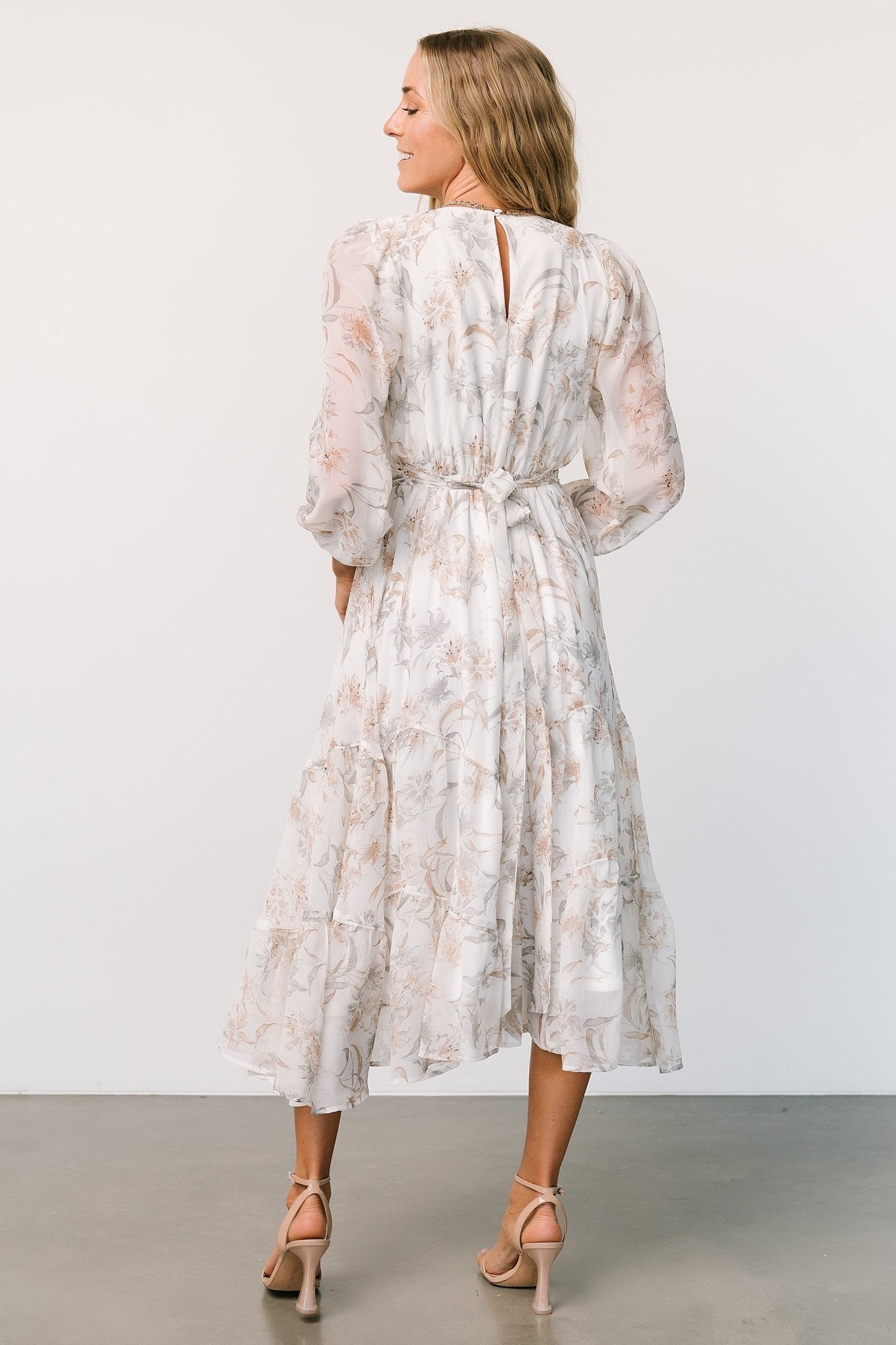 Raven Midi Dress | Off White Floral - Baltic Born