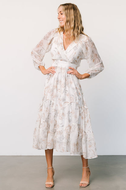 Raven Midi Dress | Off White Floral - Baltic Born