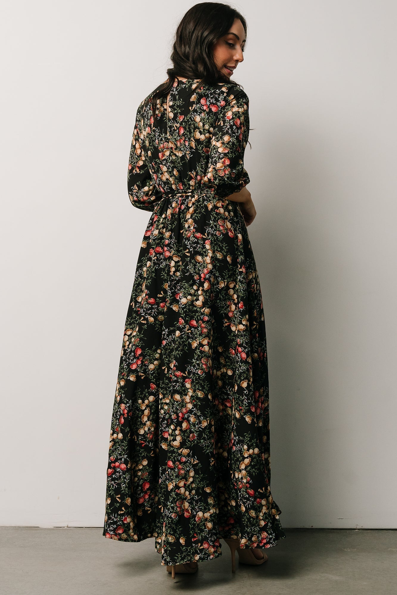 Rebecca Maxi Dress | Black Pomegranate Print - Baltic Born