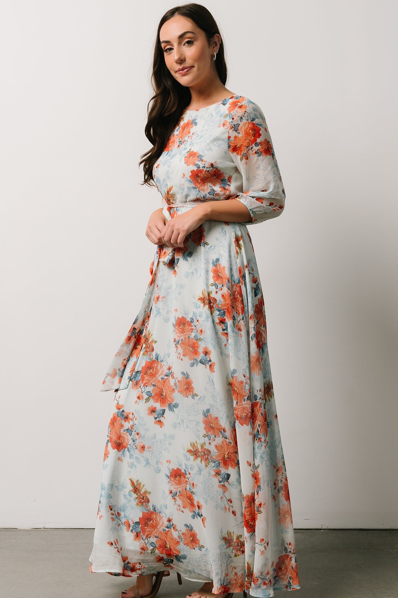 Rebecca Maxi Dress | Blue + Coral Blossom | Baltic Born