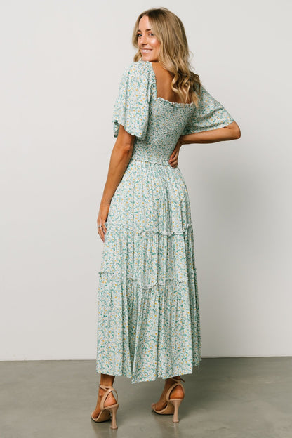 Regina Smocked Maxi Dress | Green Floral - Baltic Born