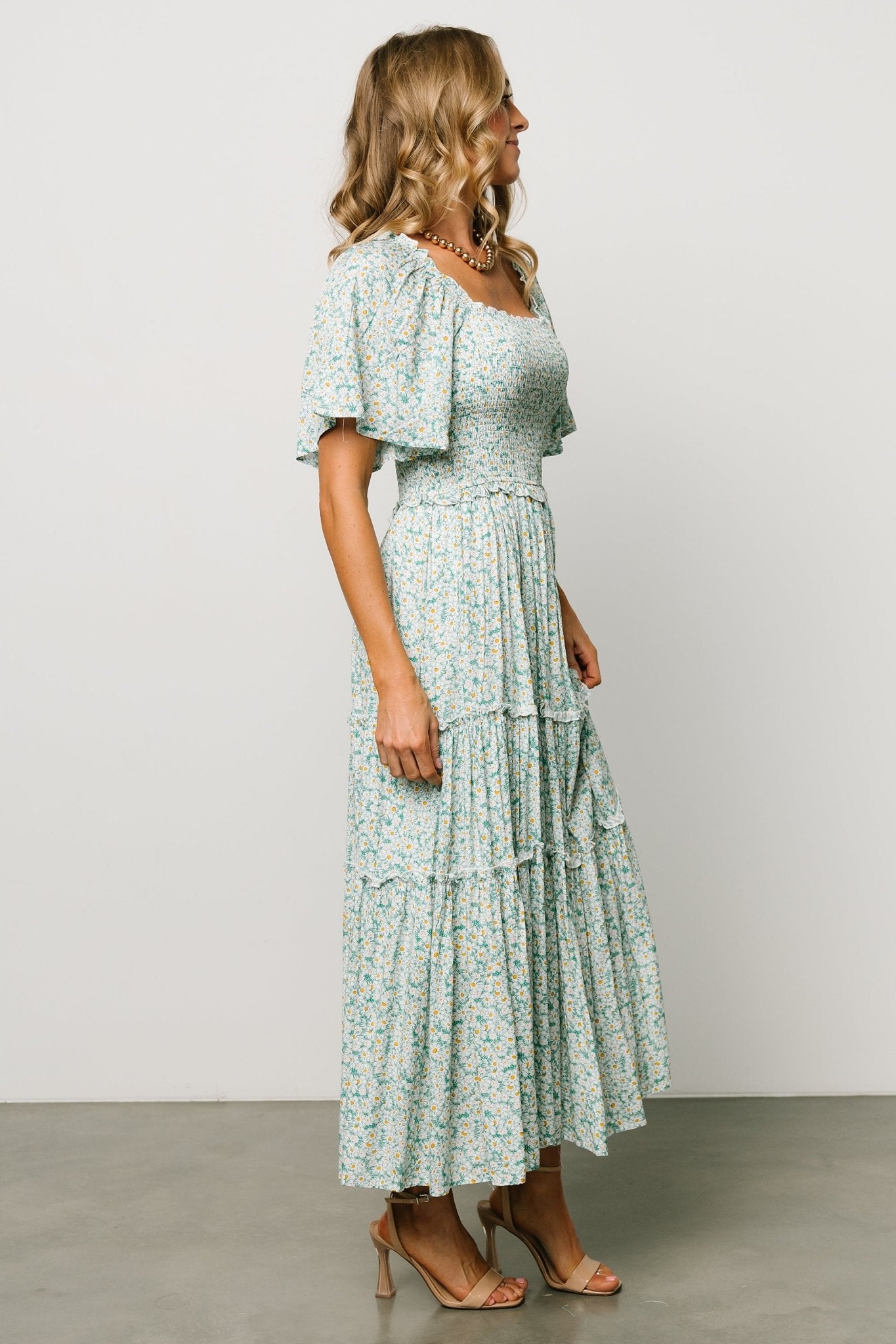 Regina Smocked Maxi Dress | Green Floral - Baltic Born