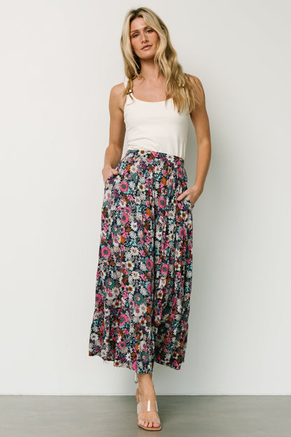 Reilly Maxi Skirt | Navy Flower Print - Baltic Born