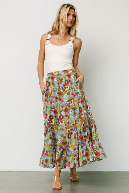 Reilly Maxi Skirt | Teal Flower Print - Baltic Born