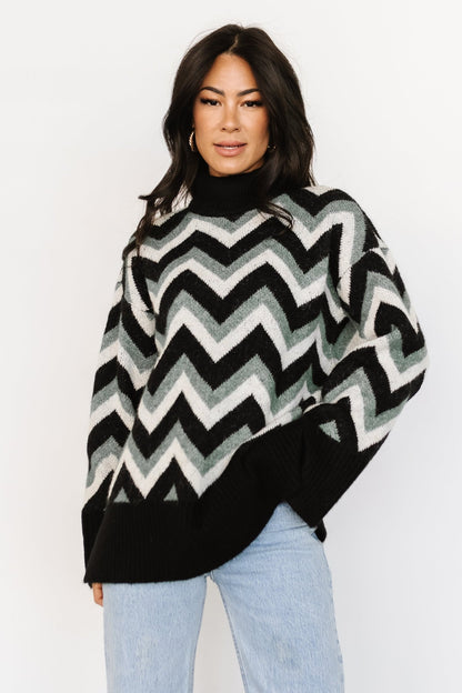 Ricks Sweater | Black + Green Multi - Baltic Born