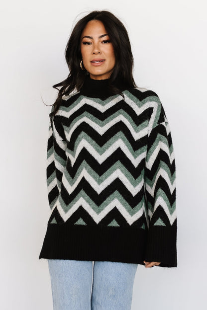 Ricks Sweater | Black + Green Multi - Baltic Born