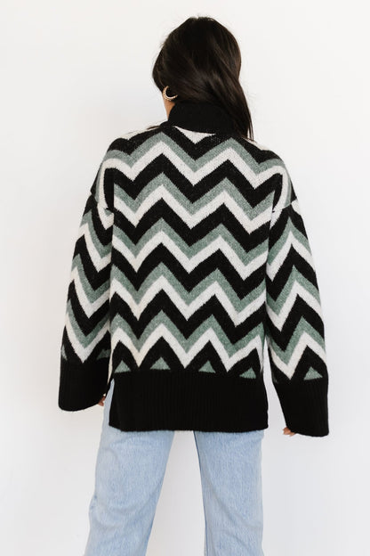 Ricks Sweater | Black + Green Multi - Baltic Born