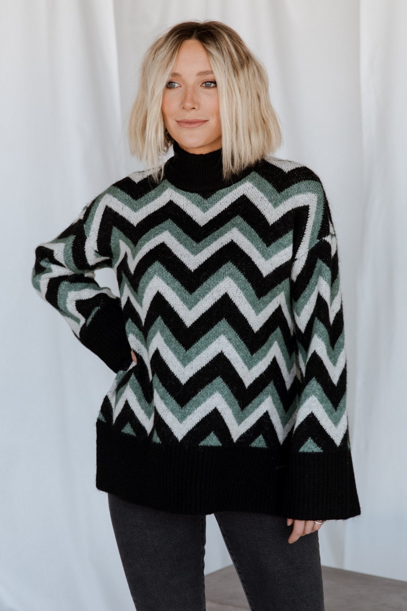 Ricks Sweater | Black + Green Multi - Baltic Born