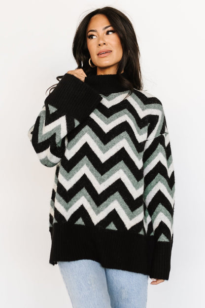 Ricks Sweater | Black + Green Multi - Baltic Born