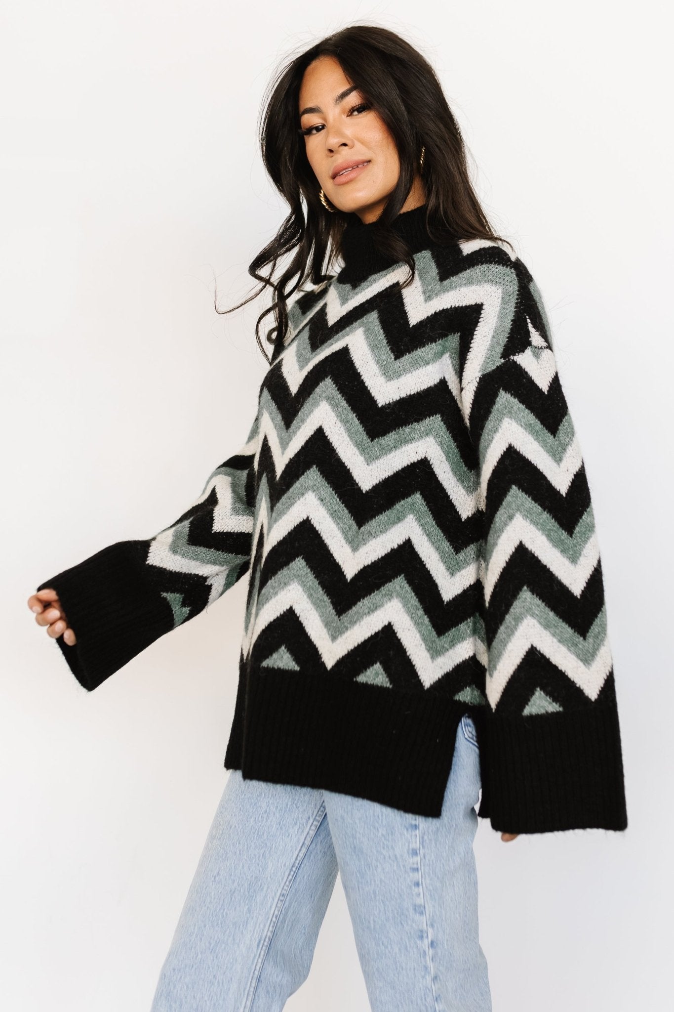 Ricks Sweater | Black + Green Multi - Baltic Born