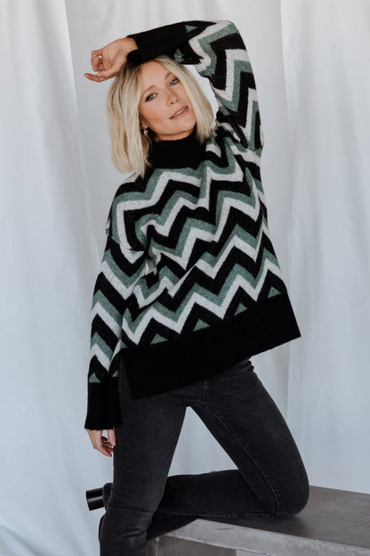 Ricks Sweater | Black + Green Multi - Baltic Born