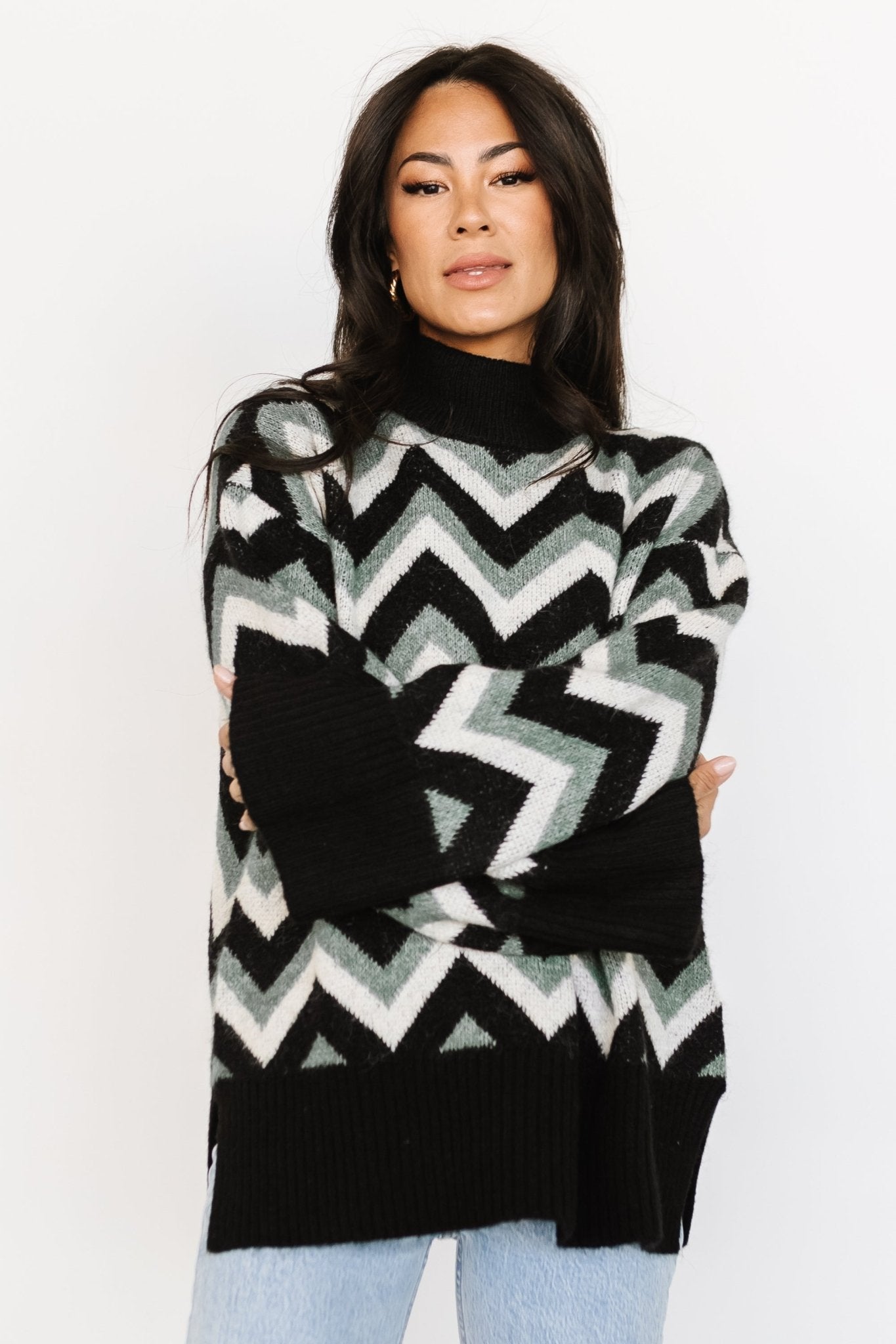 Ricks Sweater | Black + Green Multi - Baltic Born