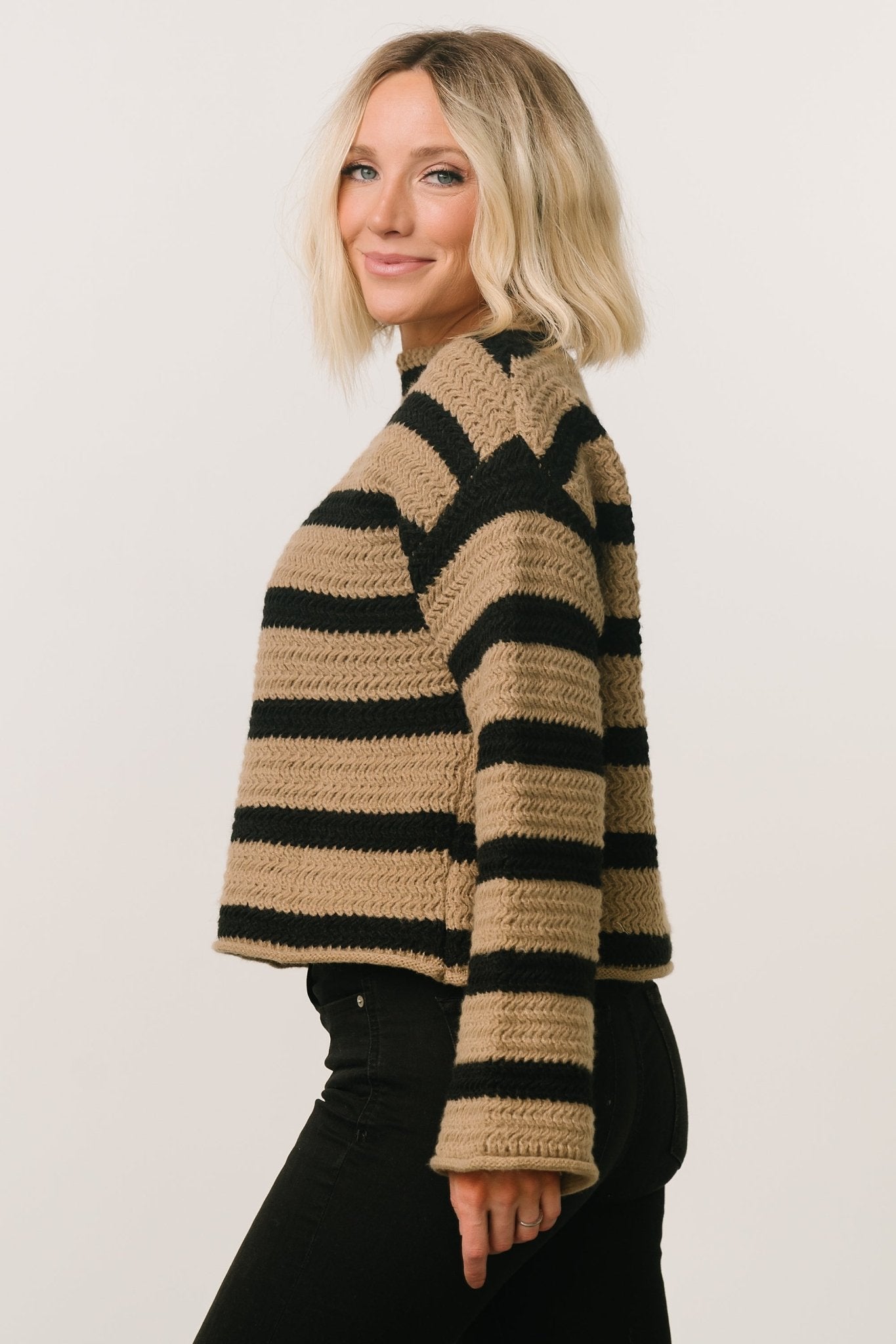 Robbie Striped Knit Sweater | Black + Camel - Baltic Born