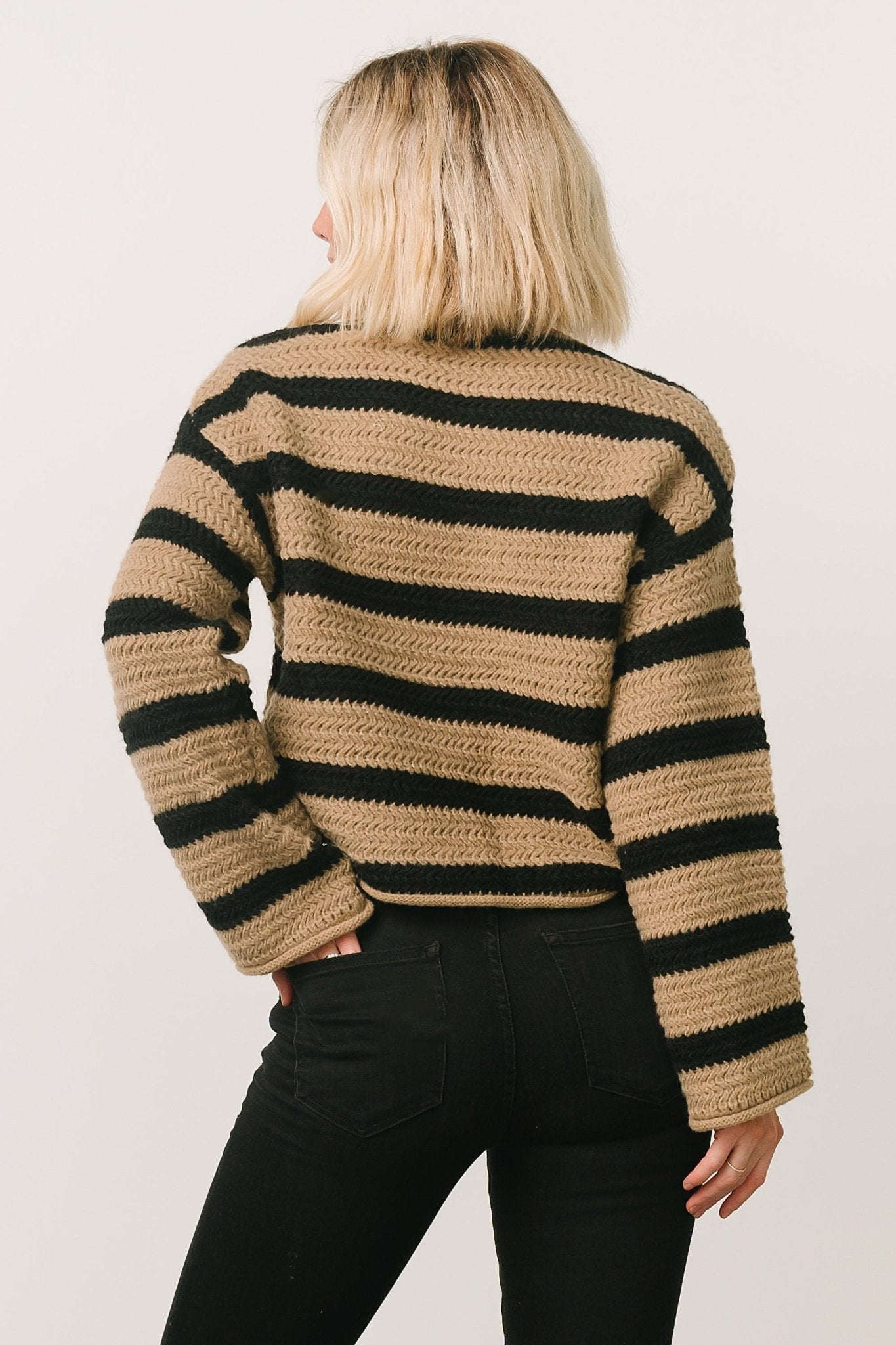 Robbie Striped Knit Sweater | Black + Camel - Baltic Born