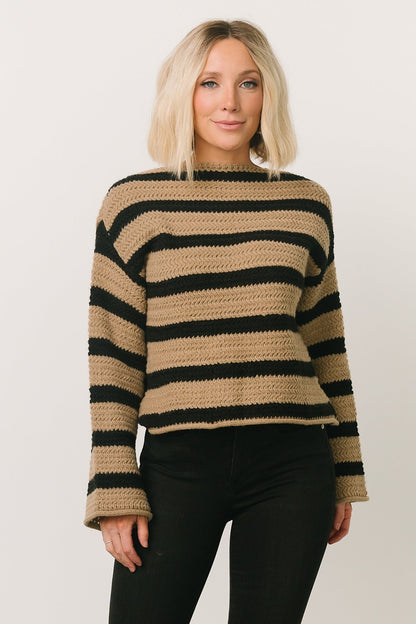 Robbie Striped Knit Sweater | Black + Camel - Baltic Born