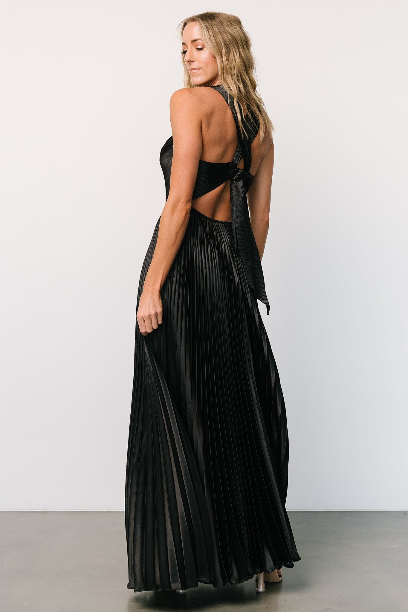 Sandra Pleated Maxi Dress | Black - Baltic Born