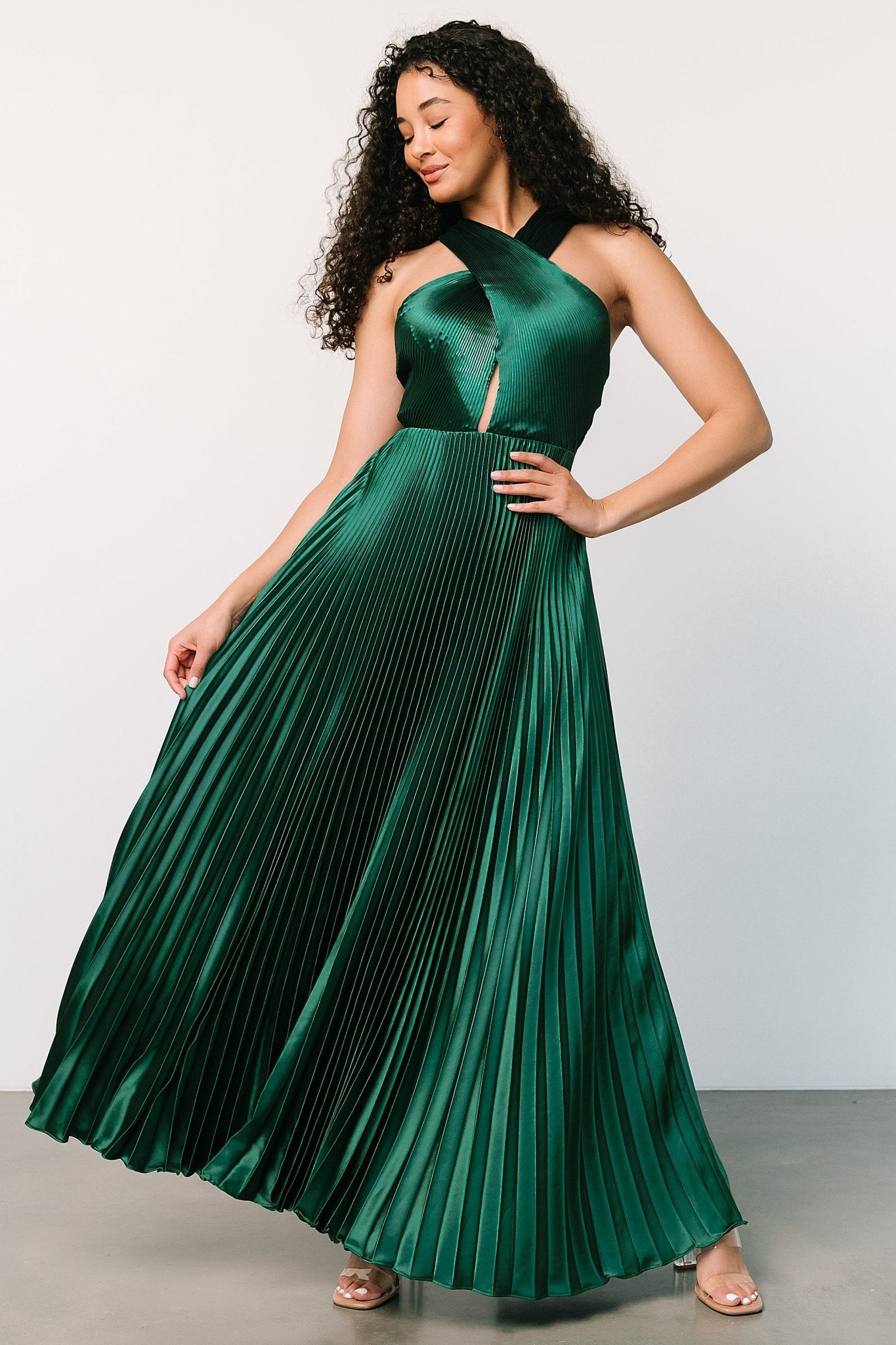 Sandra Pleated Maxi Dress | Emerald - Baltic Born