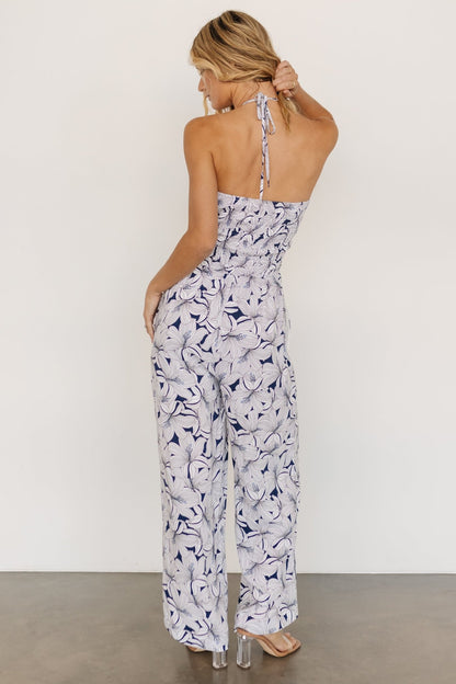 Santa Ana Halter Jumpsuit | Navy + White - Baltic Born