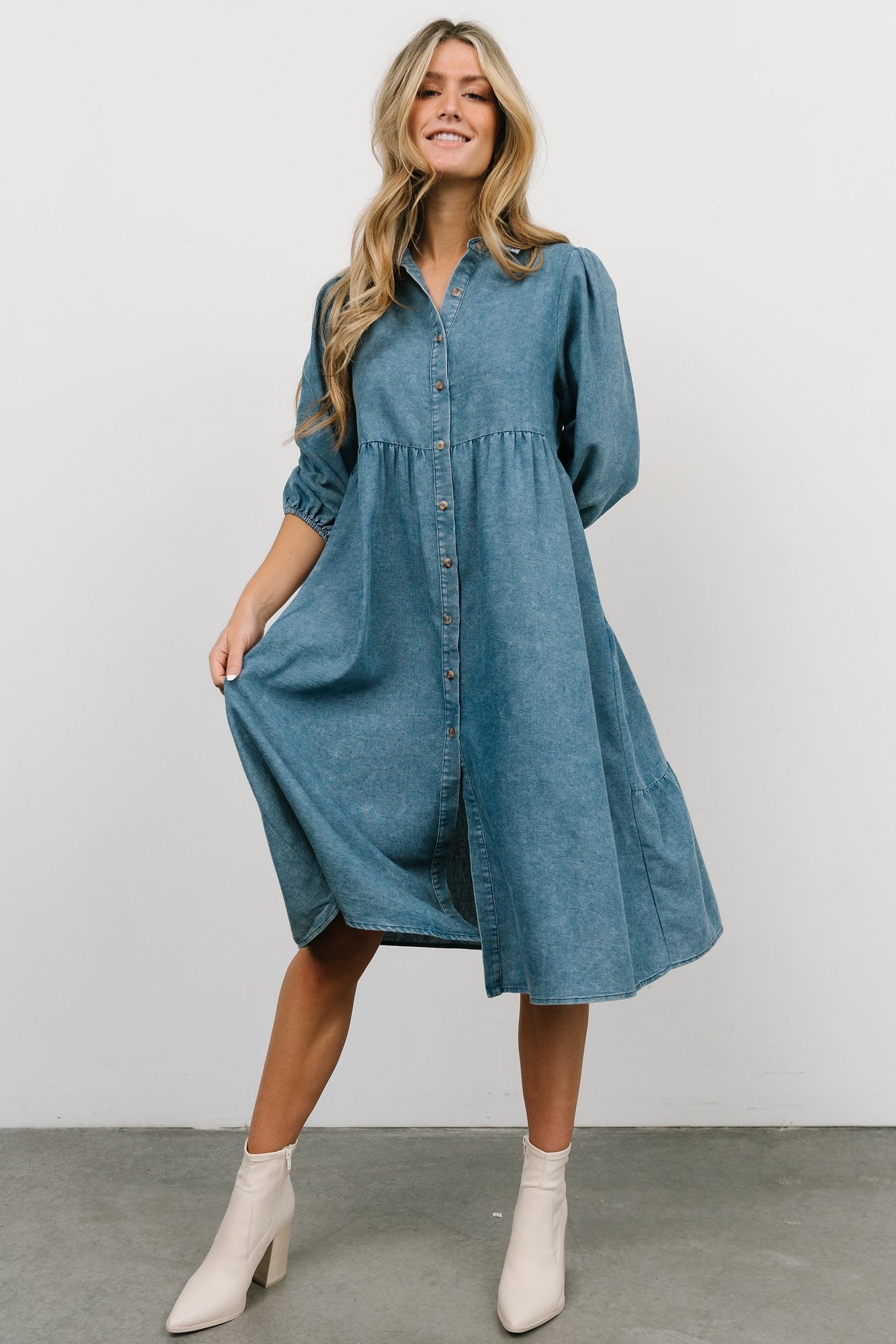 Sari Babydoll Dress | Chambray | Baltic Born