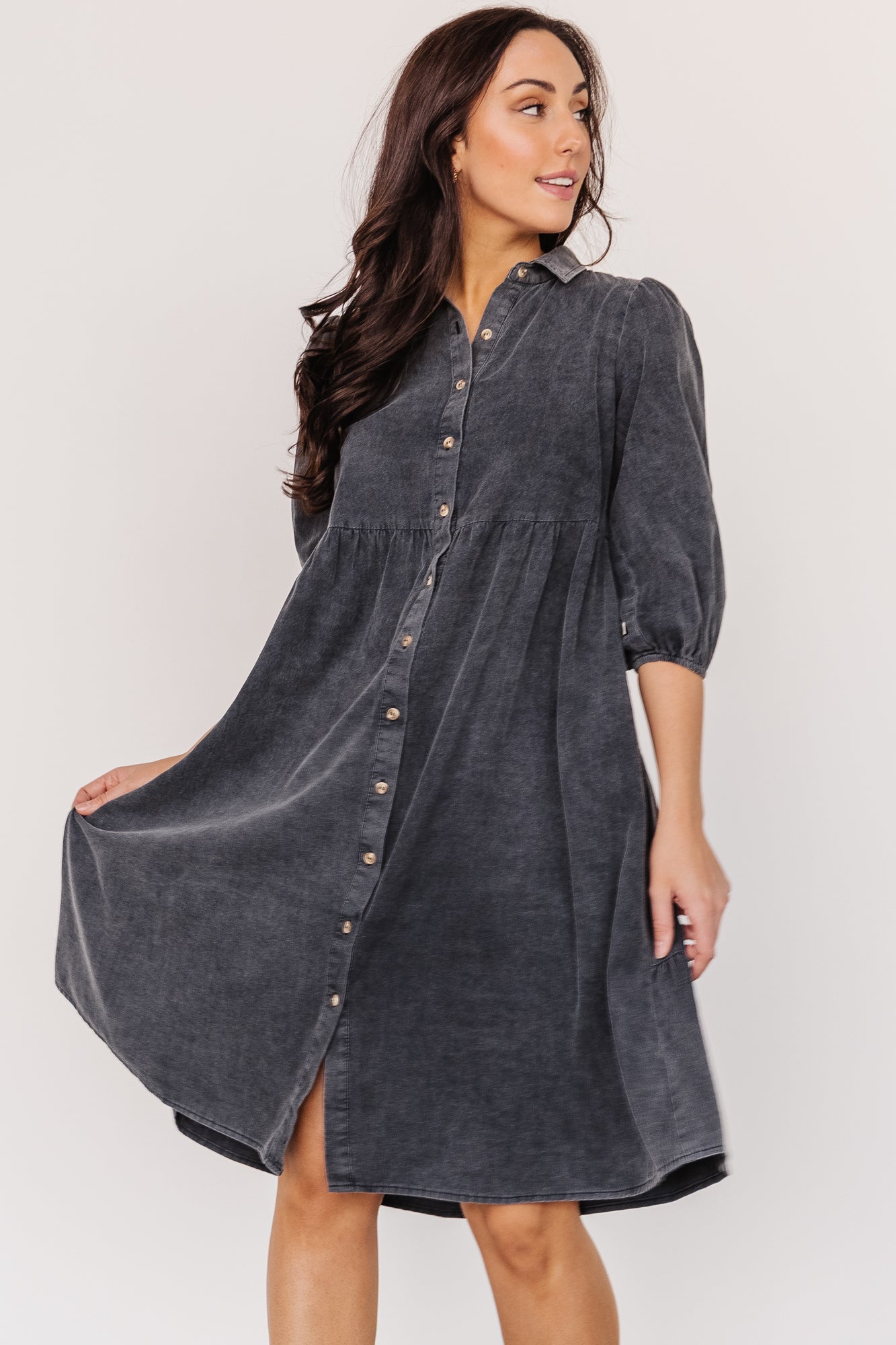 Sari Babydoll Dress | Washed Black - Baltic Born