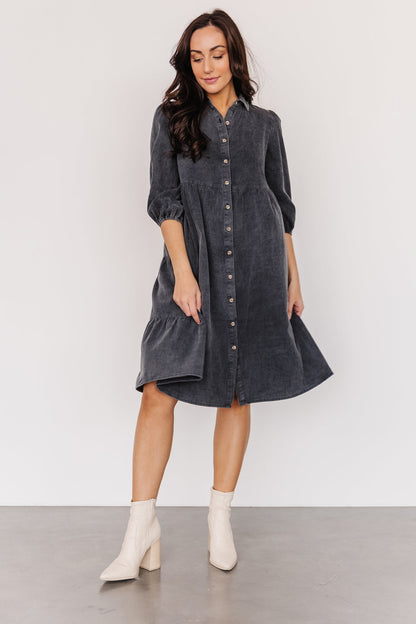 Sari Babydoll Dress | Washed Black - Baltic Born