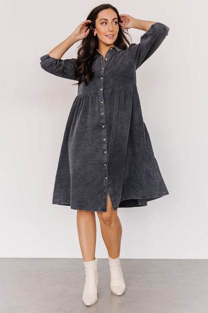 Sari Babydoll Dress | Washed Black - Baltic Born