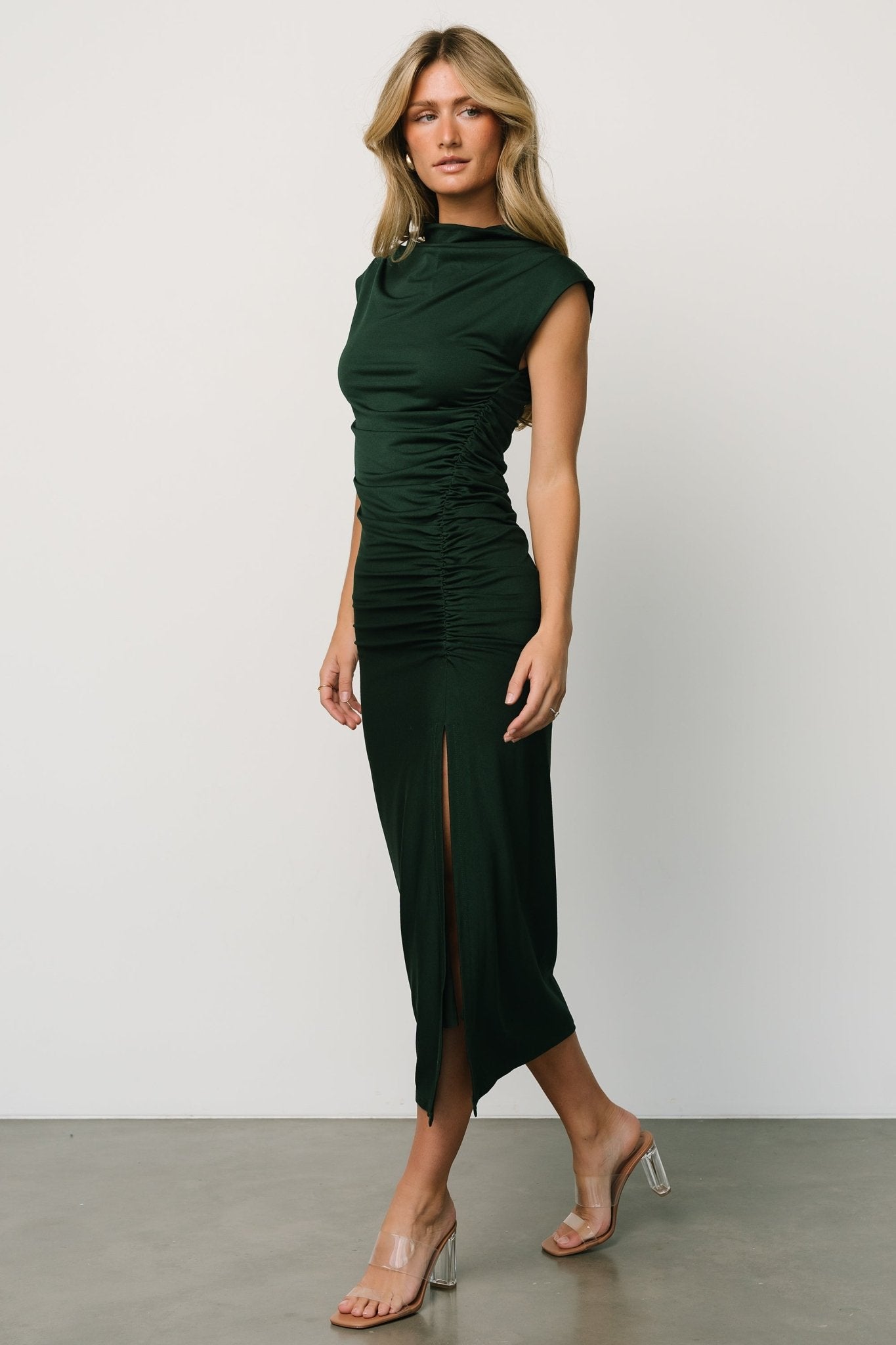 Baltic Born Womens Sasha Ruched Maxi Dress | Green