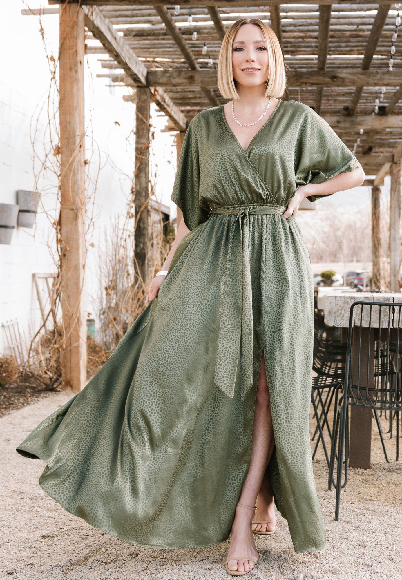 Savannah Print Kimono Maxi | Olive - Baltic Born