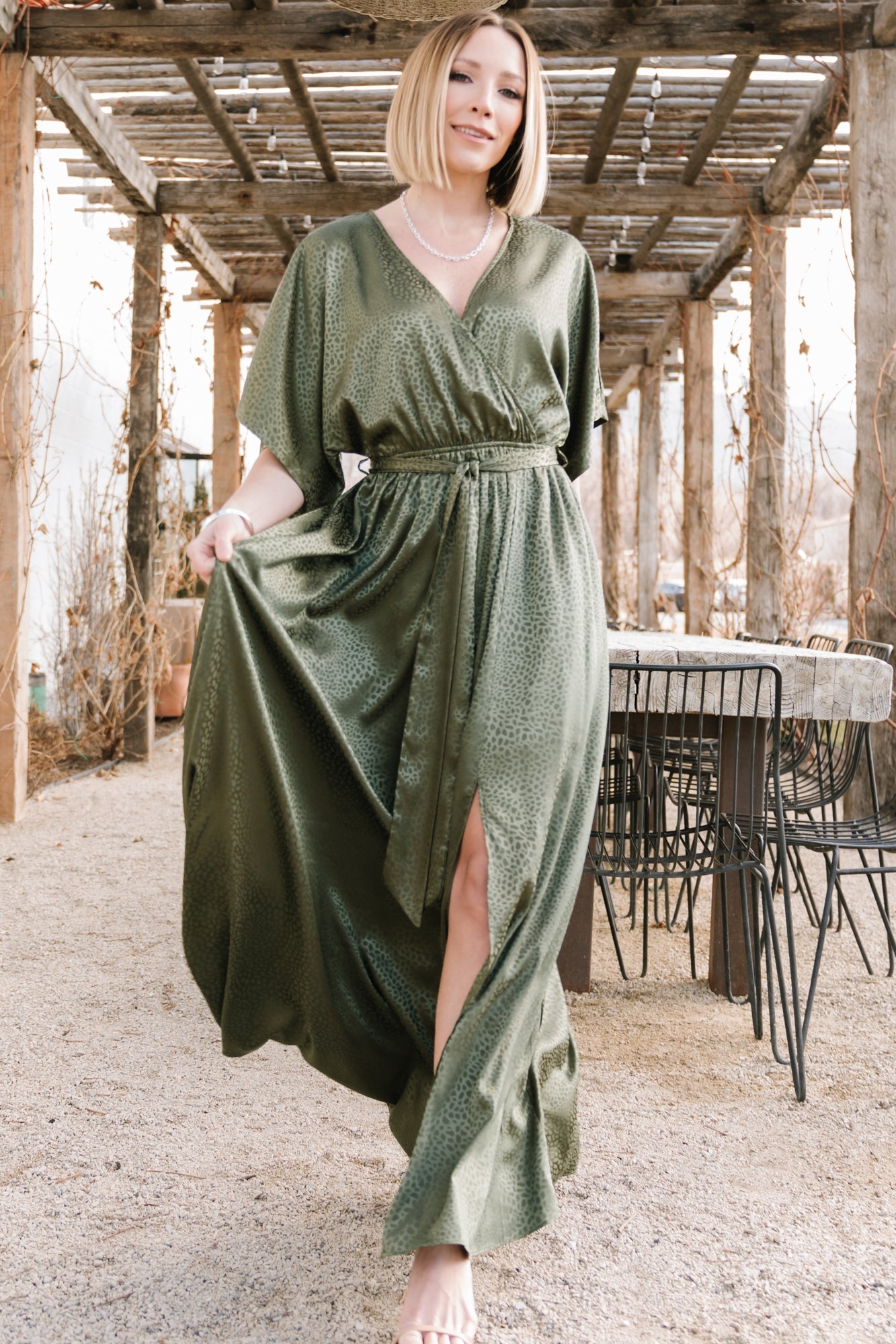 Savannah Print Kimono Maxi | Olive - Baltic Born