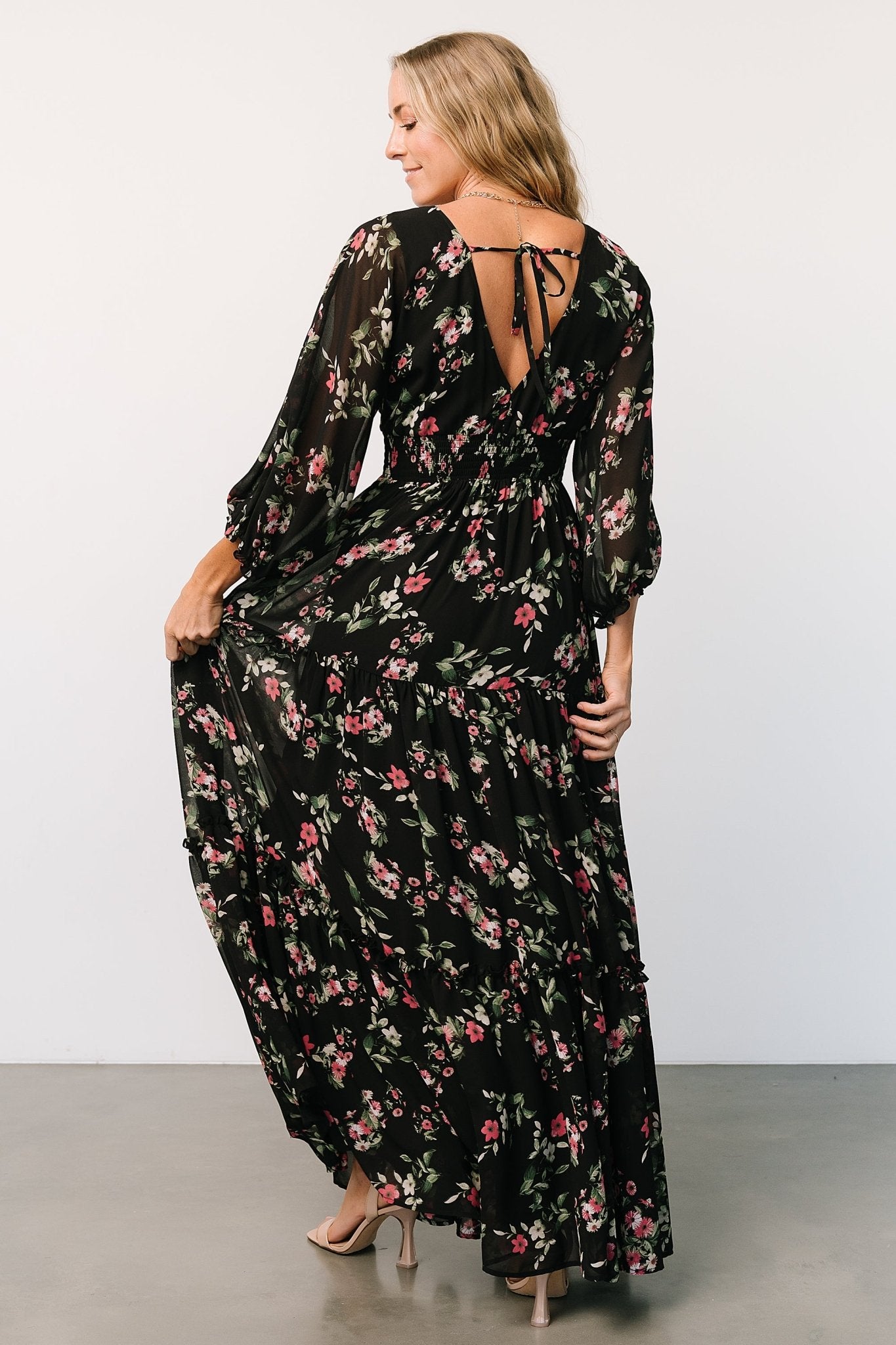 Sawyer Tiered Maxi Dress | Black + Berry | Baltic Born