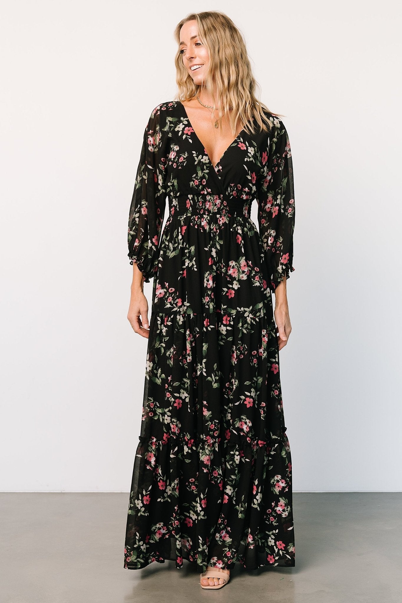 Sawyer Tiered Maxi Dress | Black + Berry - Baltic Born