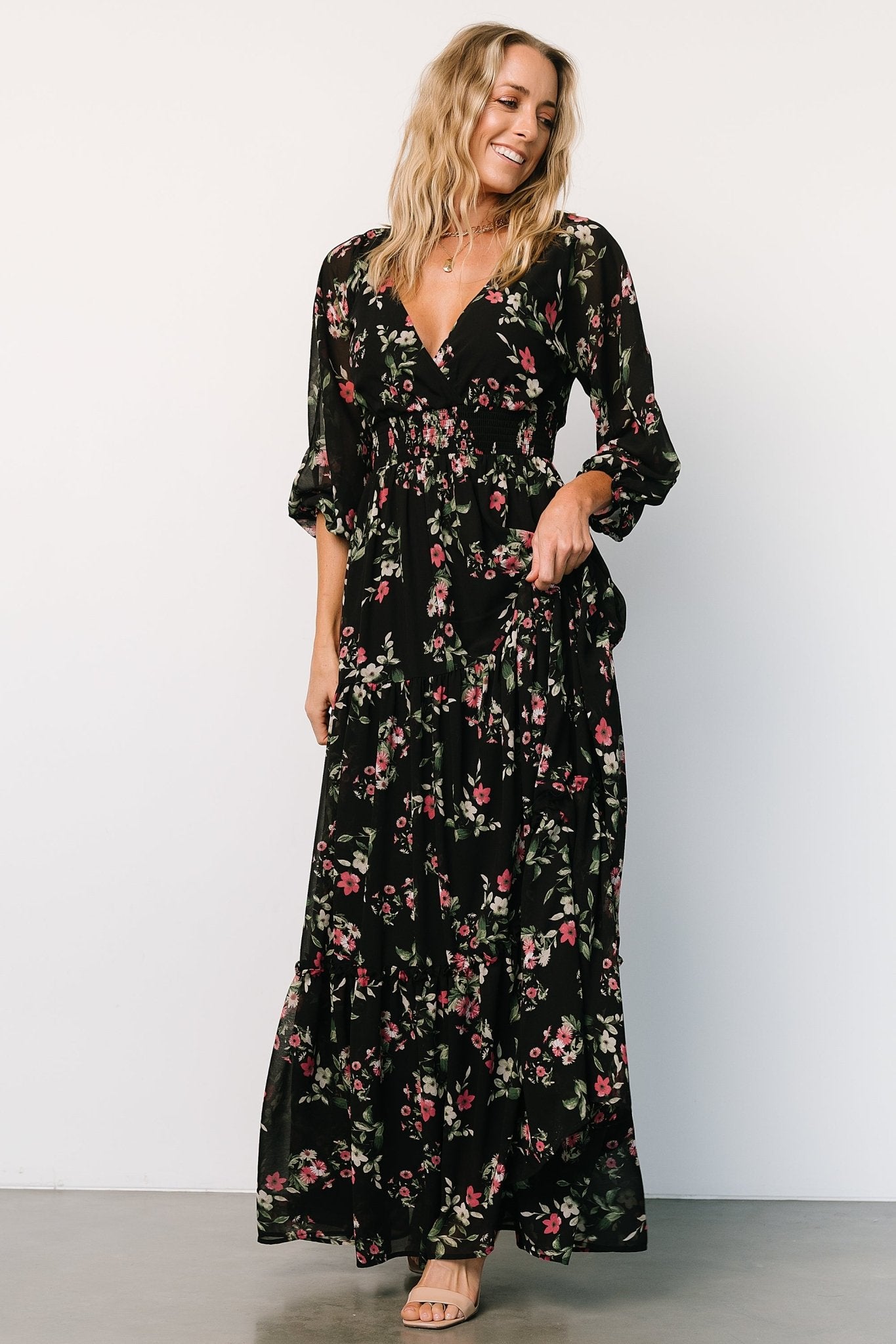 Sawyer Tiered Maxi Dress | Black + Berry - Baltic Born