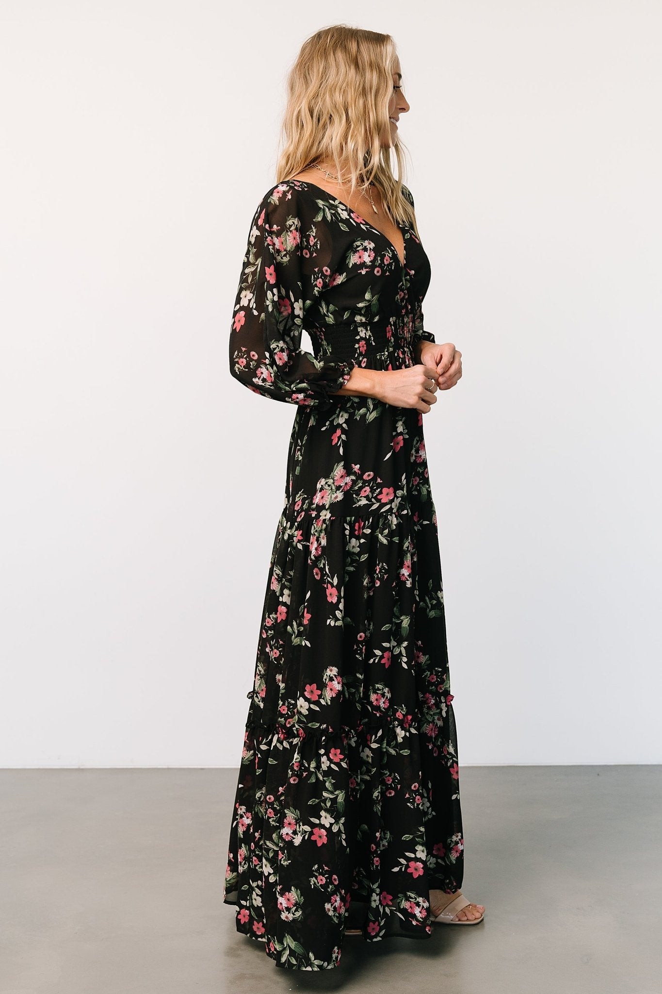 Sawyer Tiered Maxi Dress | Black + Berry - Baltic Born