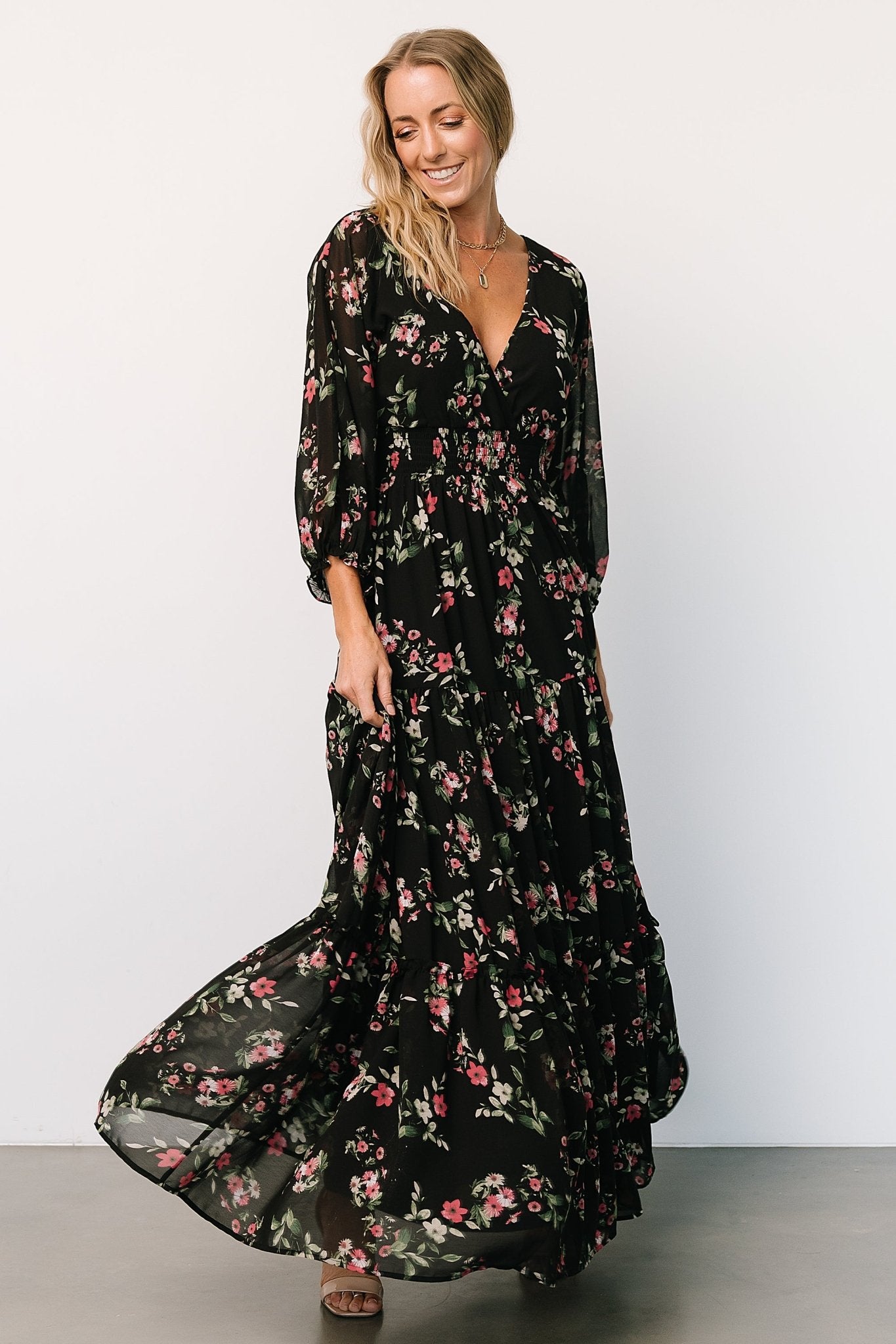 Sawyer Tiered Maxi Dress | Black + Berry - Baltic Born