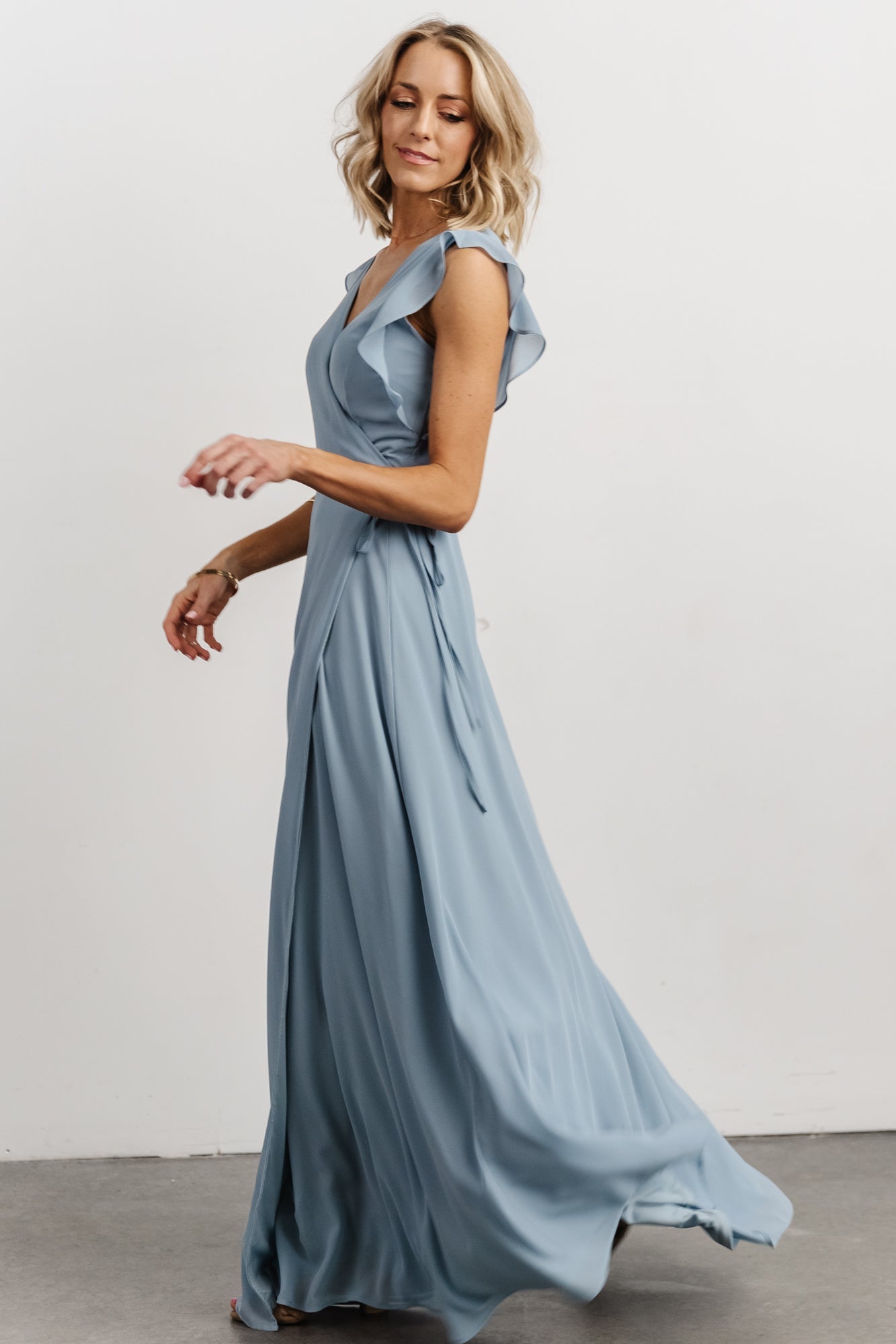 Saya Wrap Maxi Dress | Dusty Blue - Baltic Born