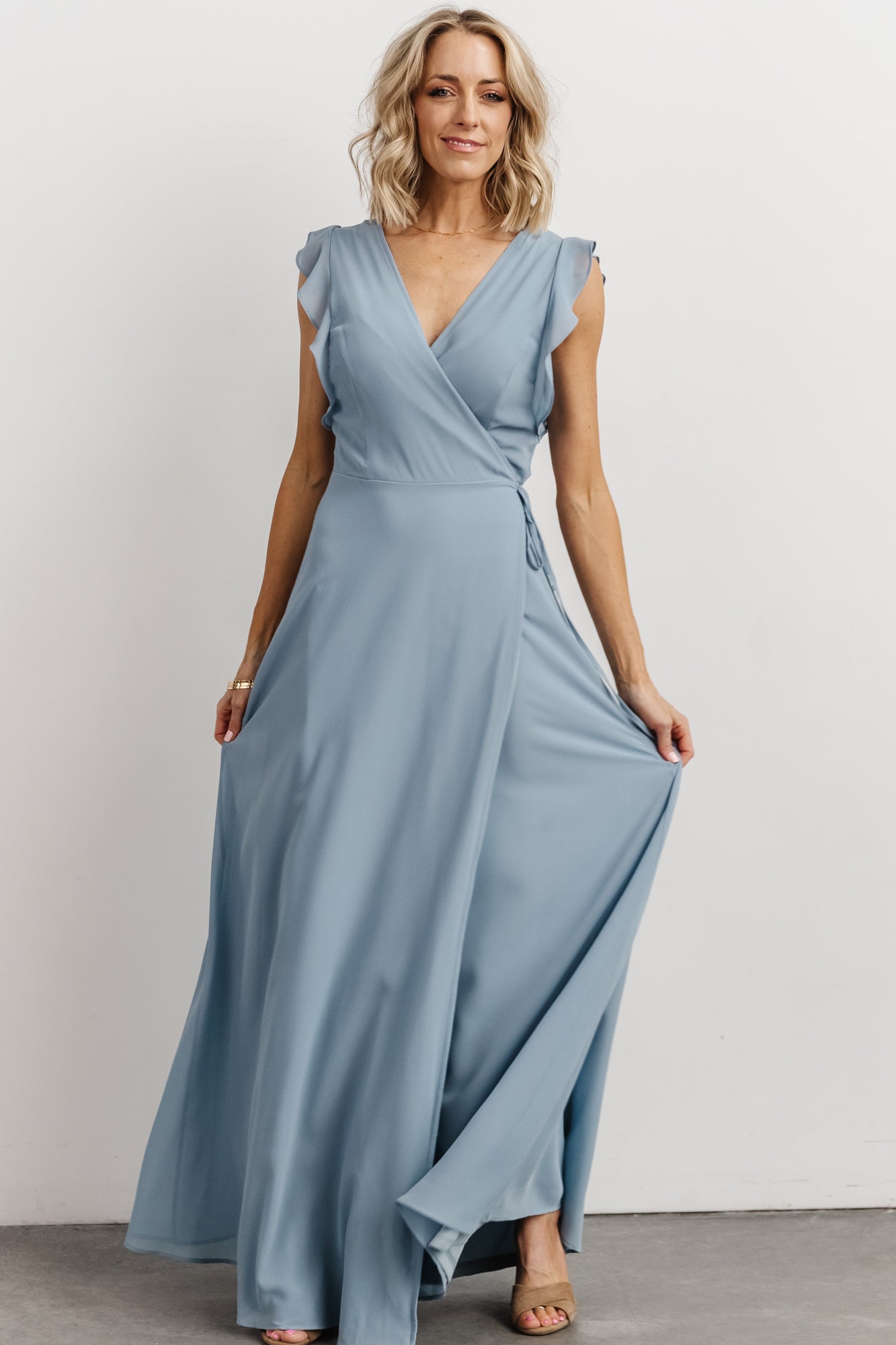 Saya Wrap Maxi Dress | Dusty Blue - Baltic Born