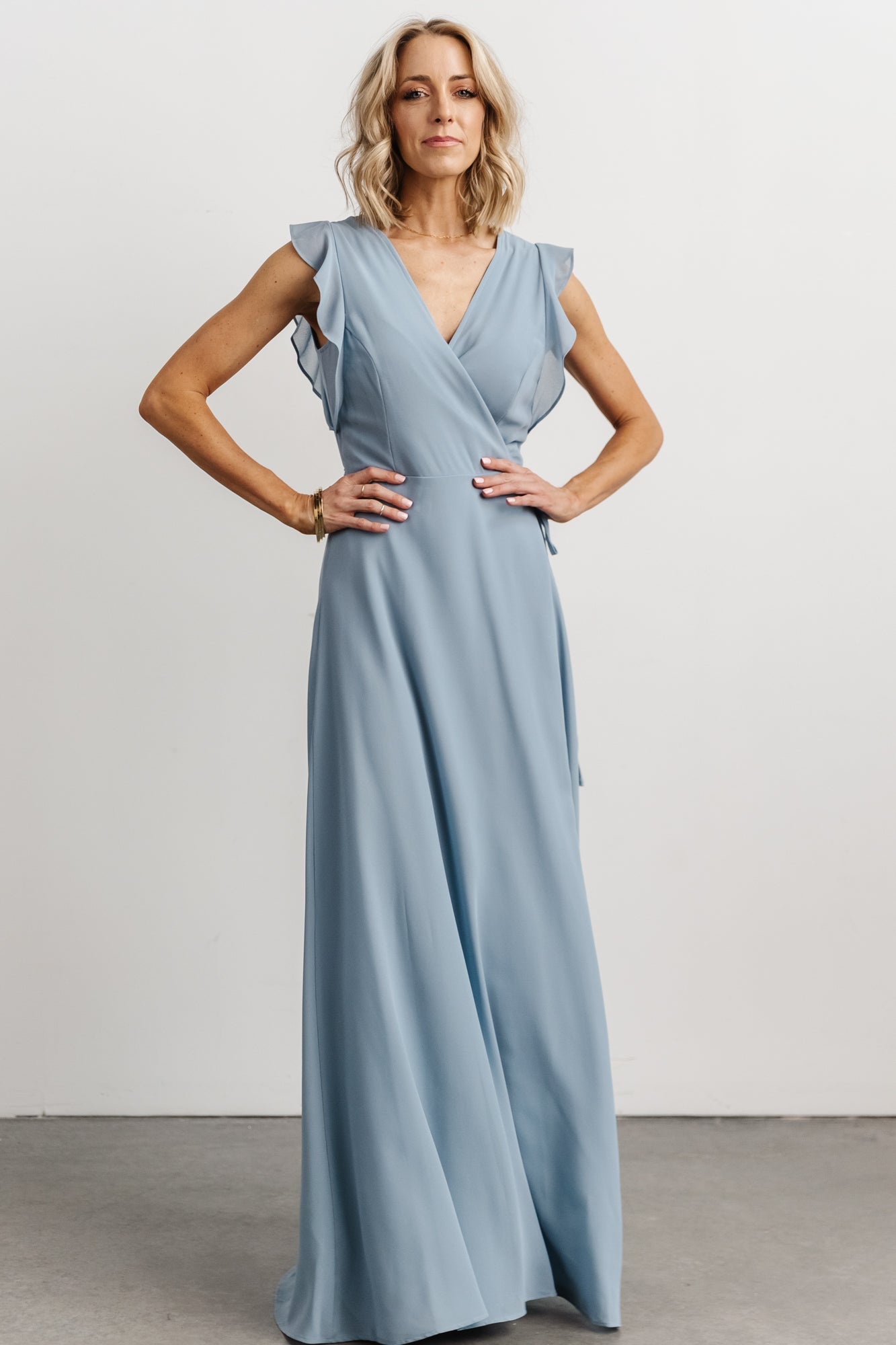 Saya Wrap Maxi Dress | Dusty Blue - Baltic Born