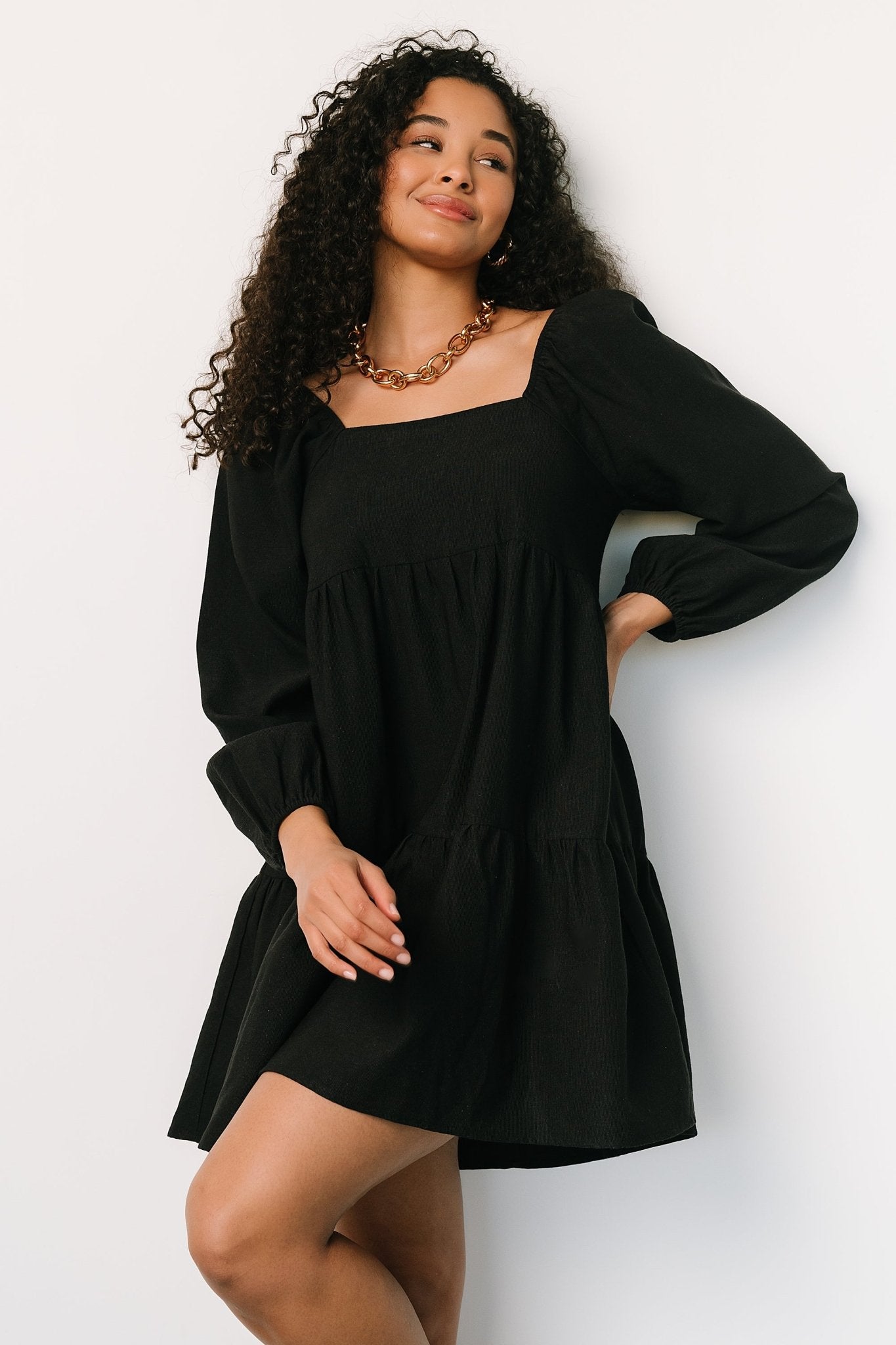 Selena Tiered Mini Dress | Black - Baltic Born